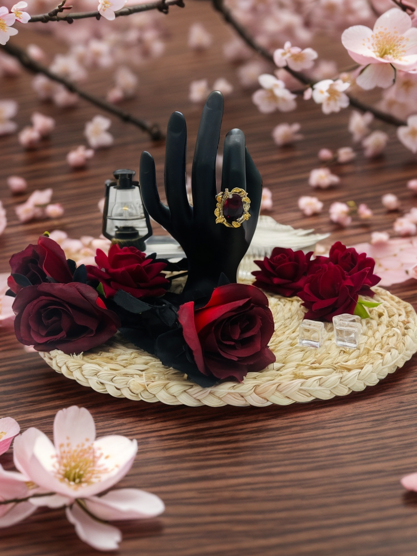 Ruby gold garland ring