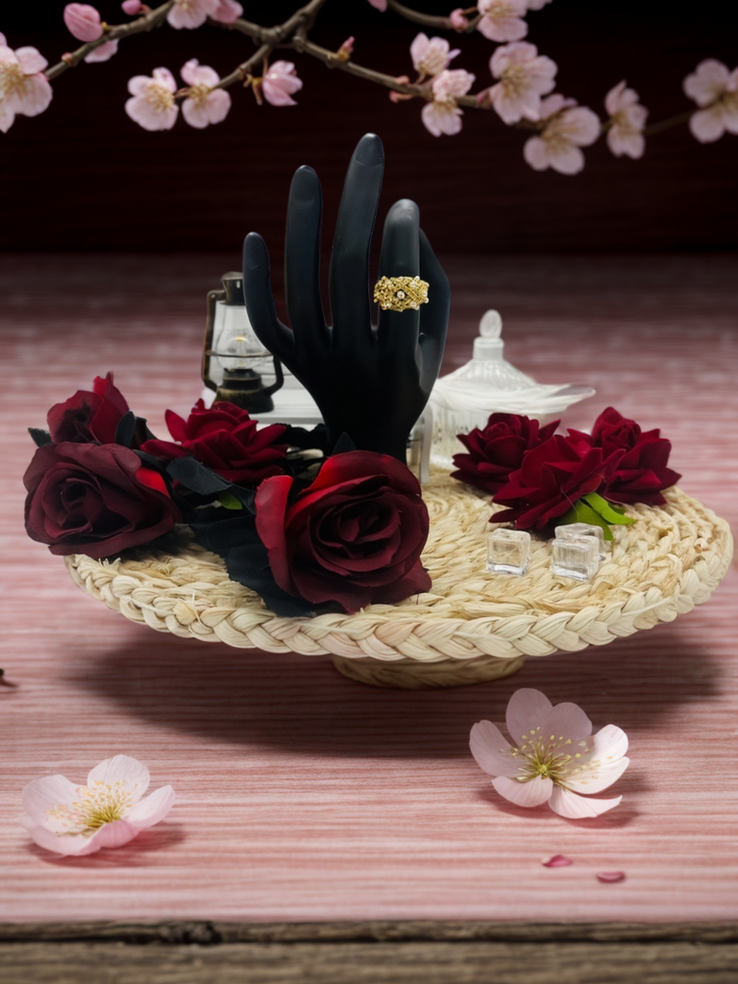 Gold foil pearl ring