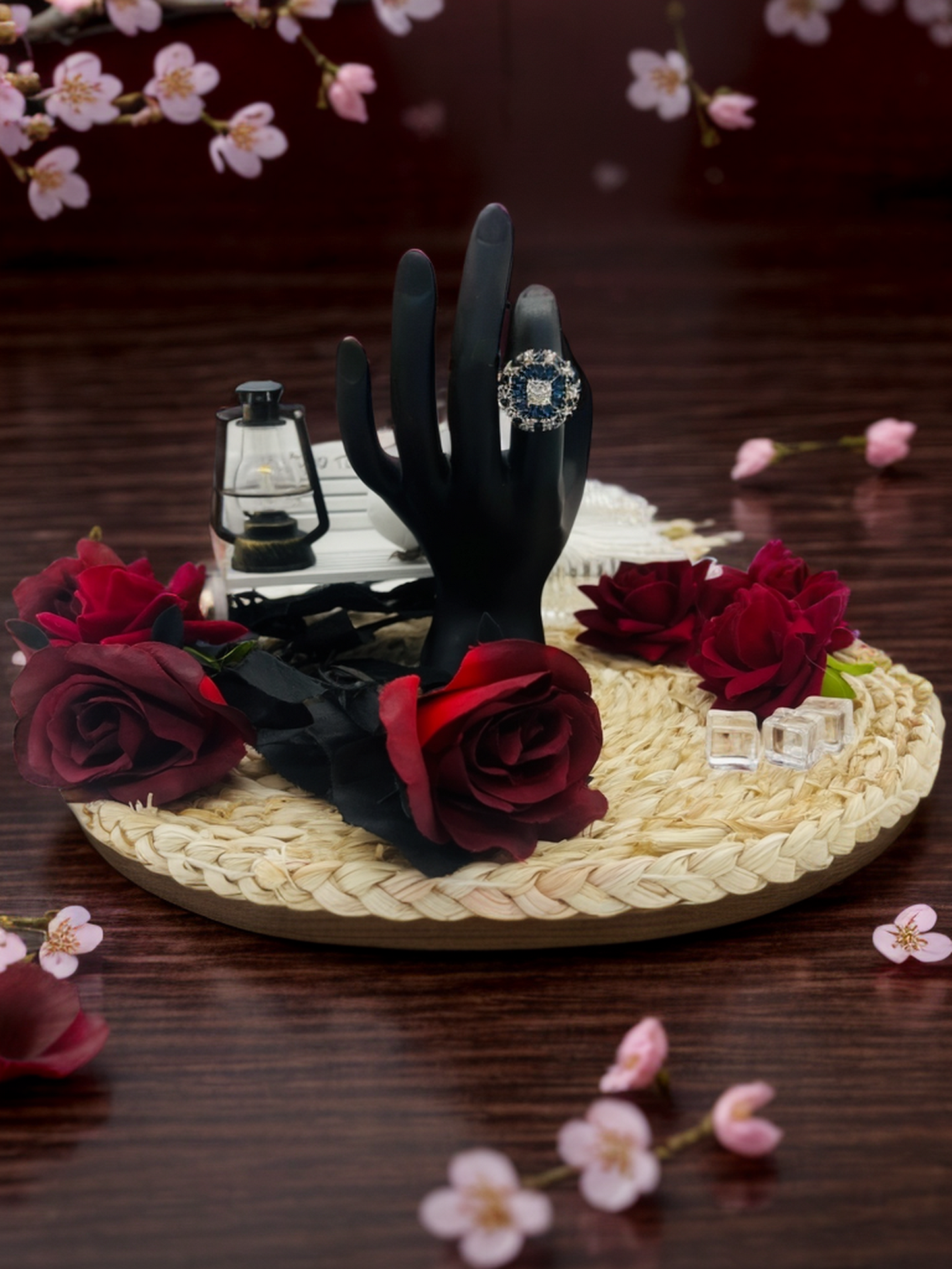 Royal sapphire carved silver ring