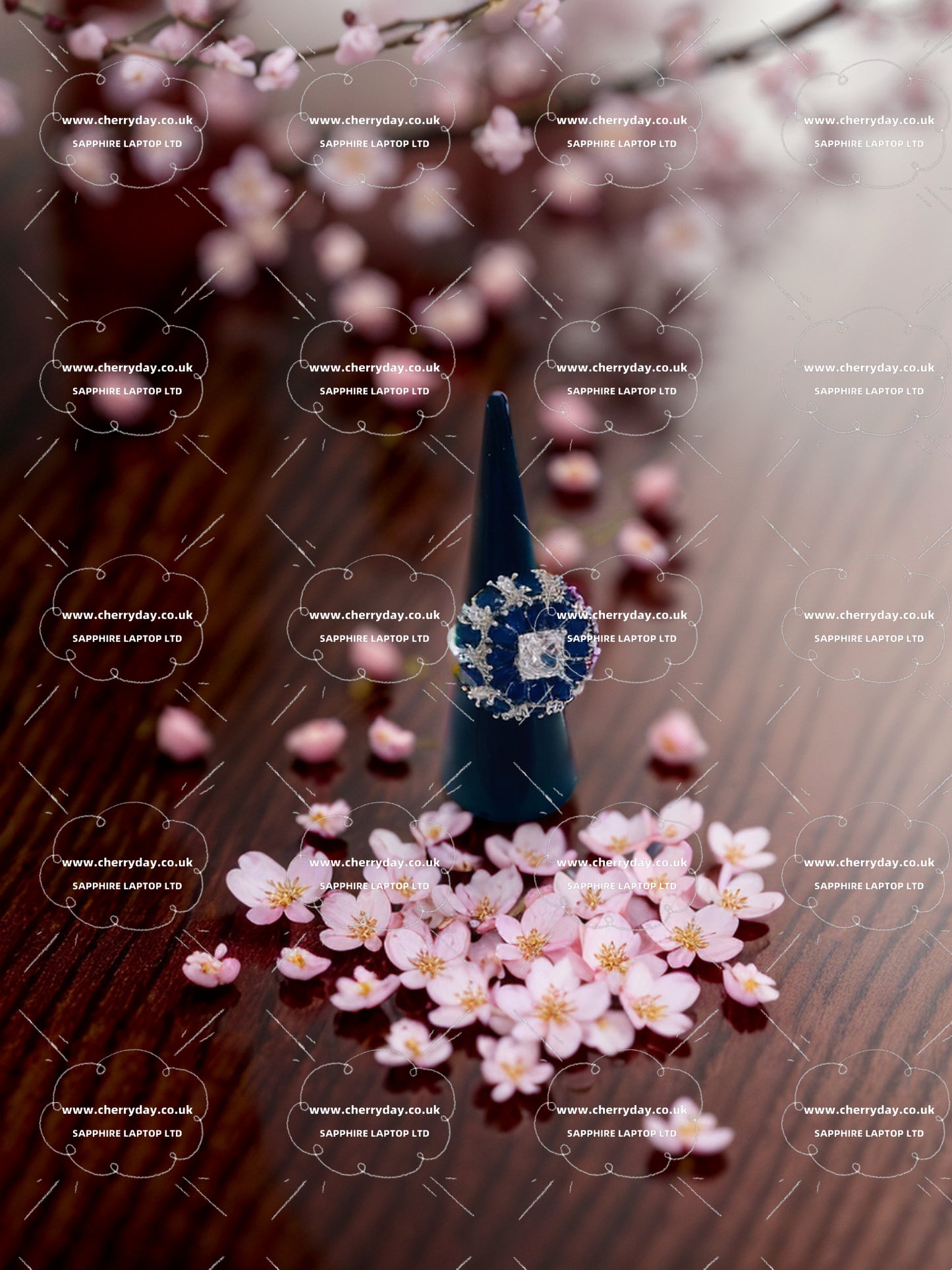 Royal sapphire carved silver ring