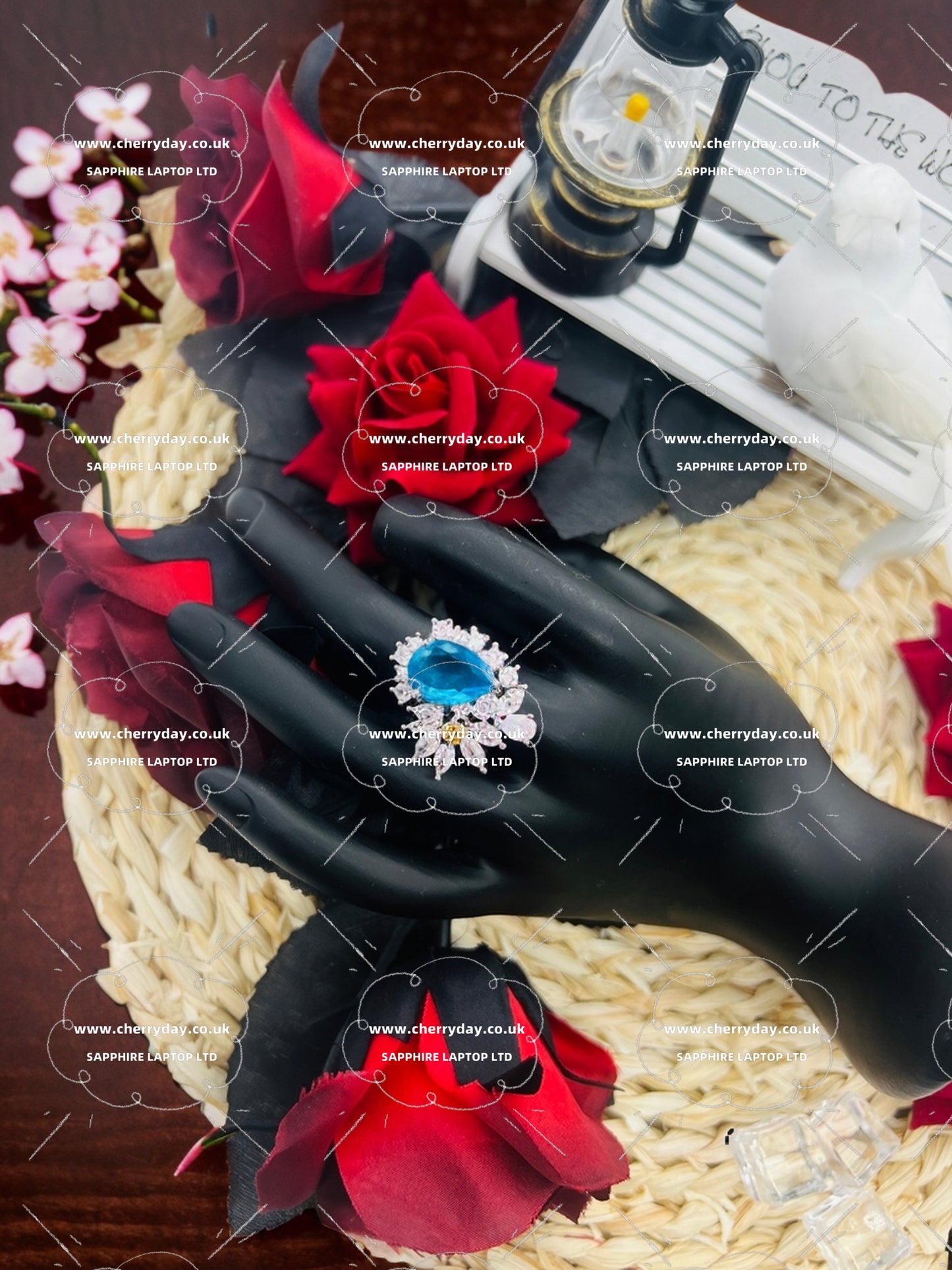 Sapphire half-daisy ring