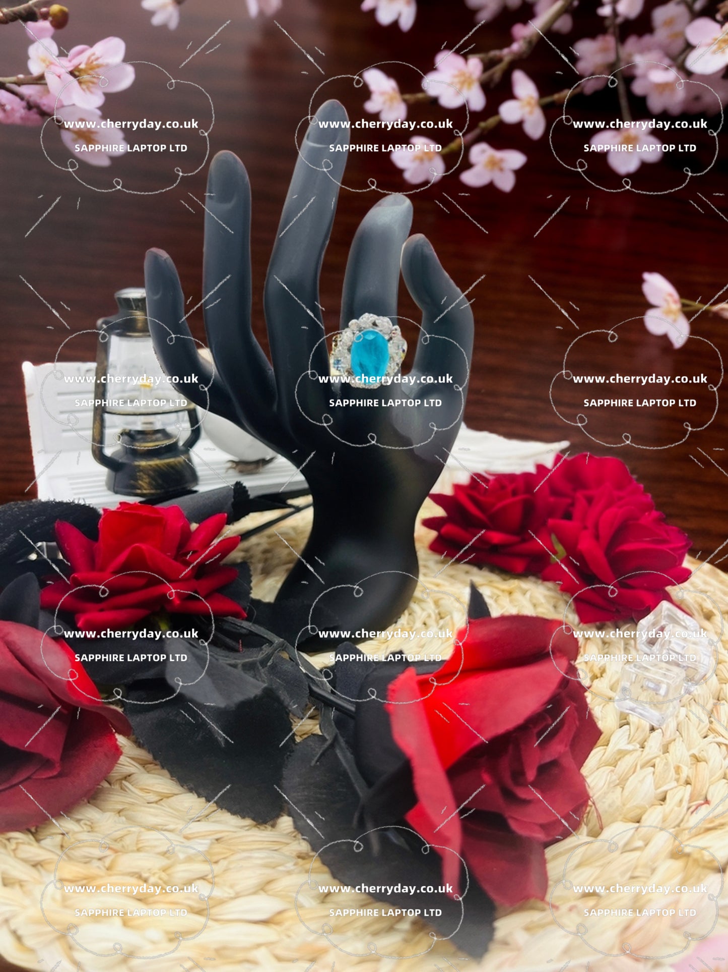 Lake sapphire wreath ring
