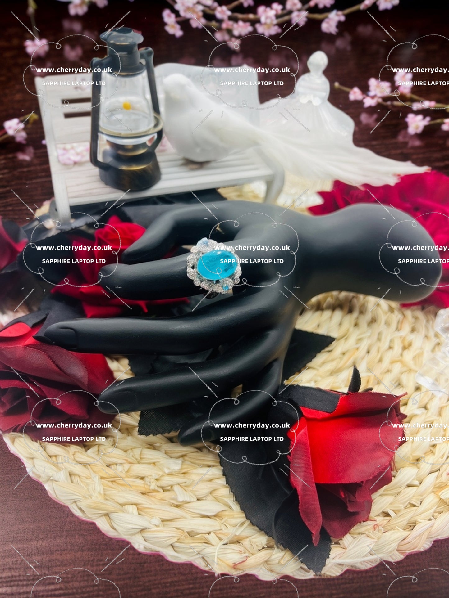Lake sapphire wreath ring