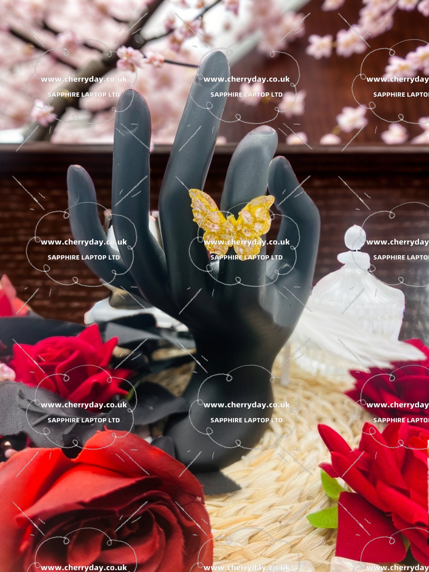 Pinkish butterfly princess ring