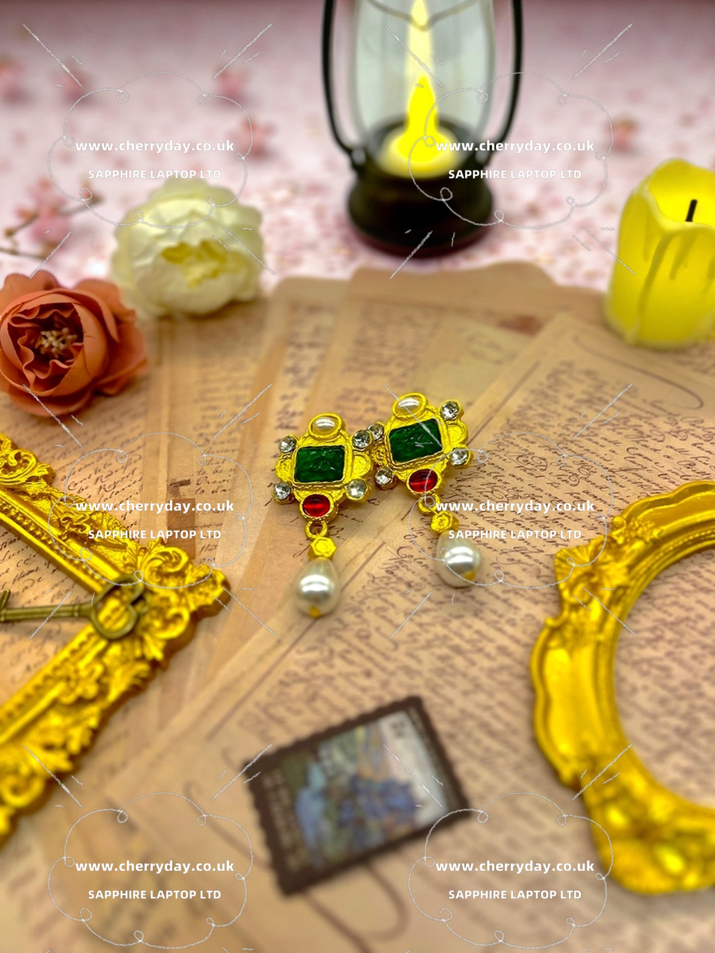Oilseed rape vintage earrings
