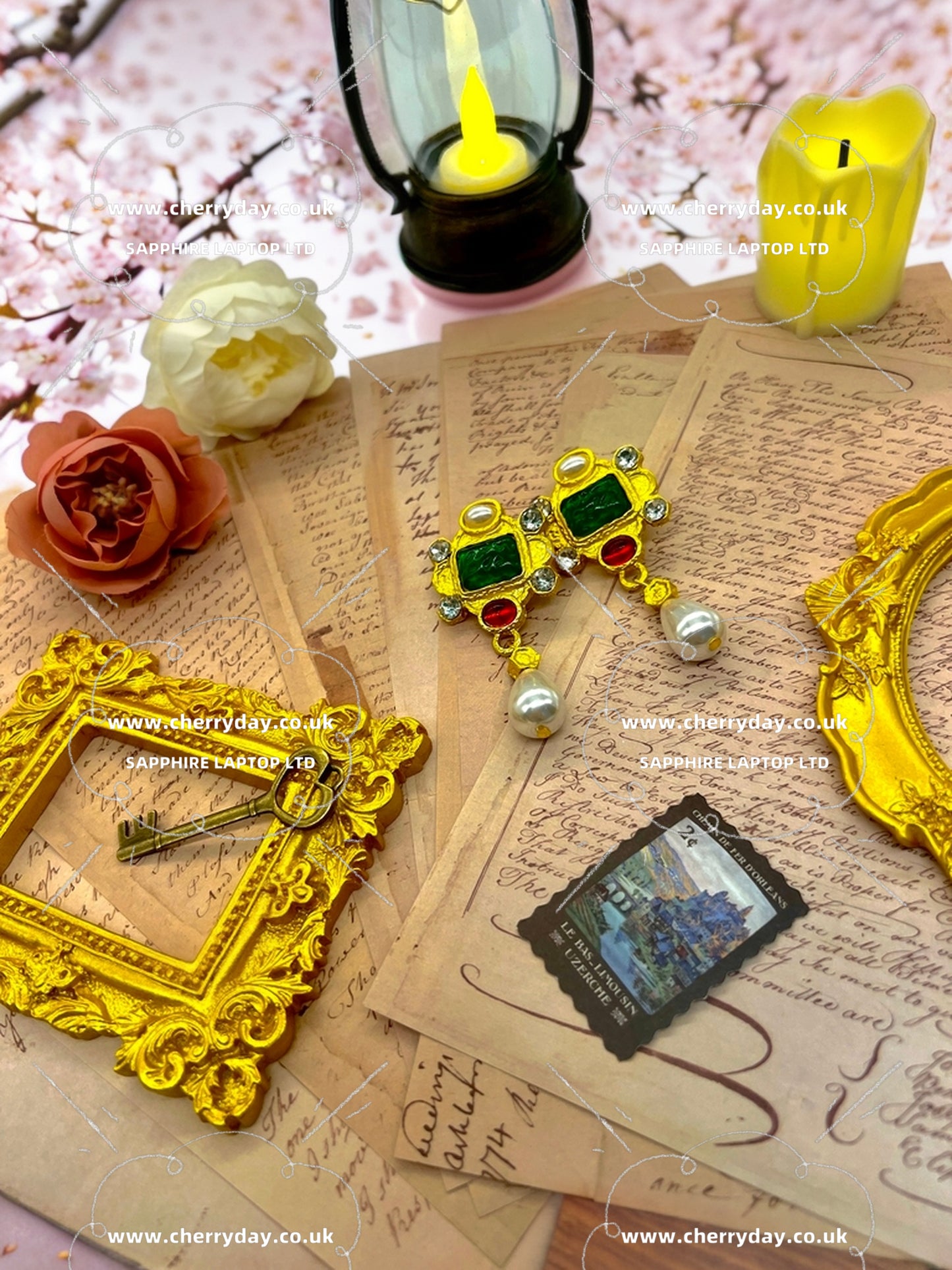 Oilseed rape vintage earrings