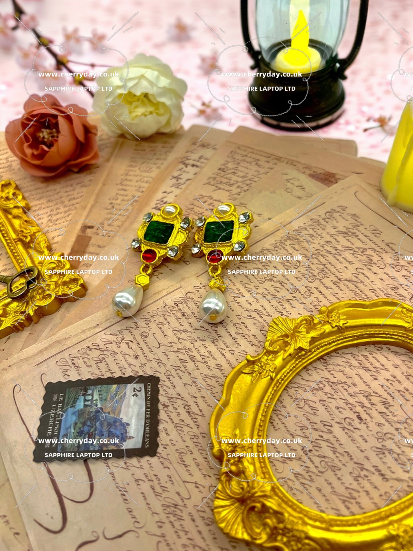 Oilseed rape vintage earrings