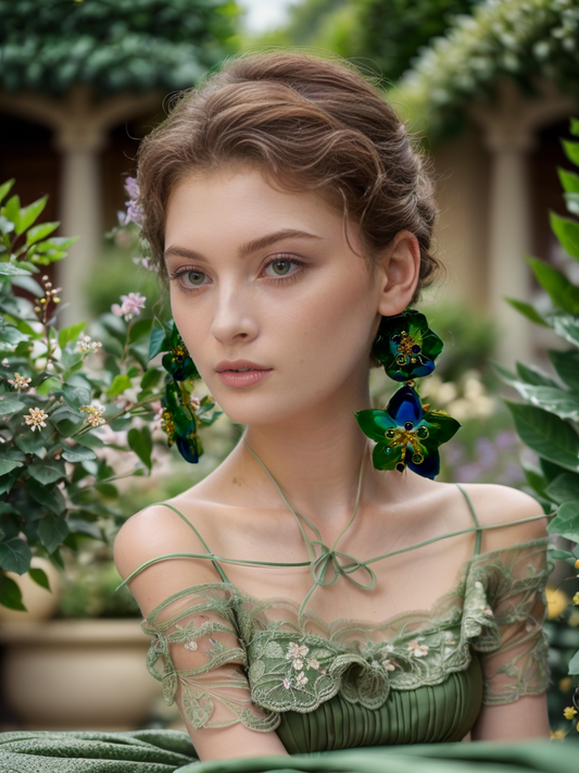 Green Patrick star vintage earrings