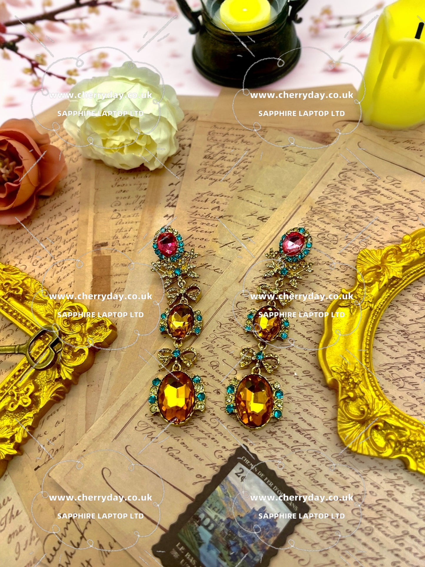 Pink ear of wheat vintage earrings