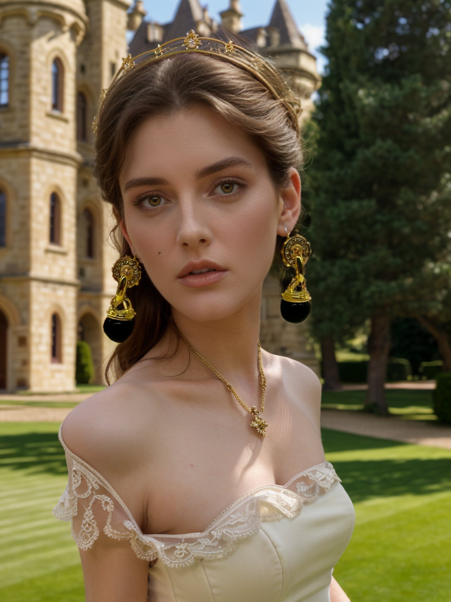 Black caviar vintage earrings