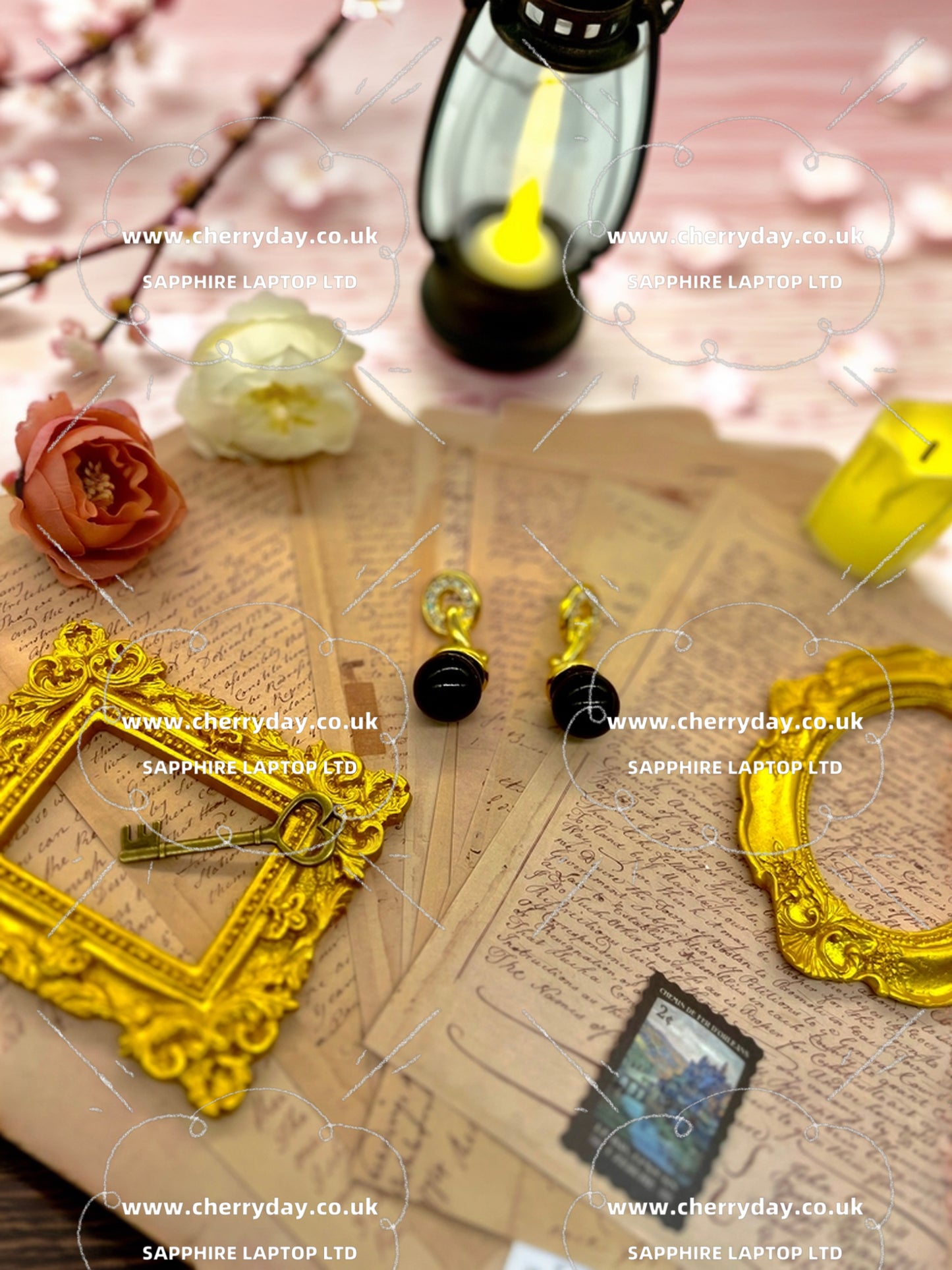 Black caviar vintage earrings