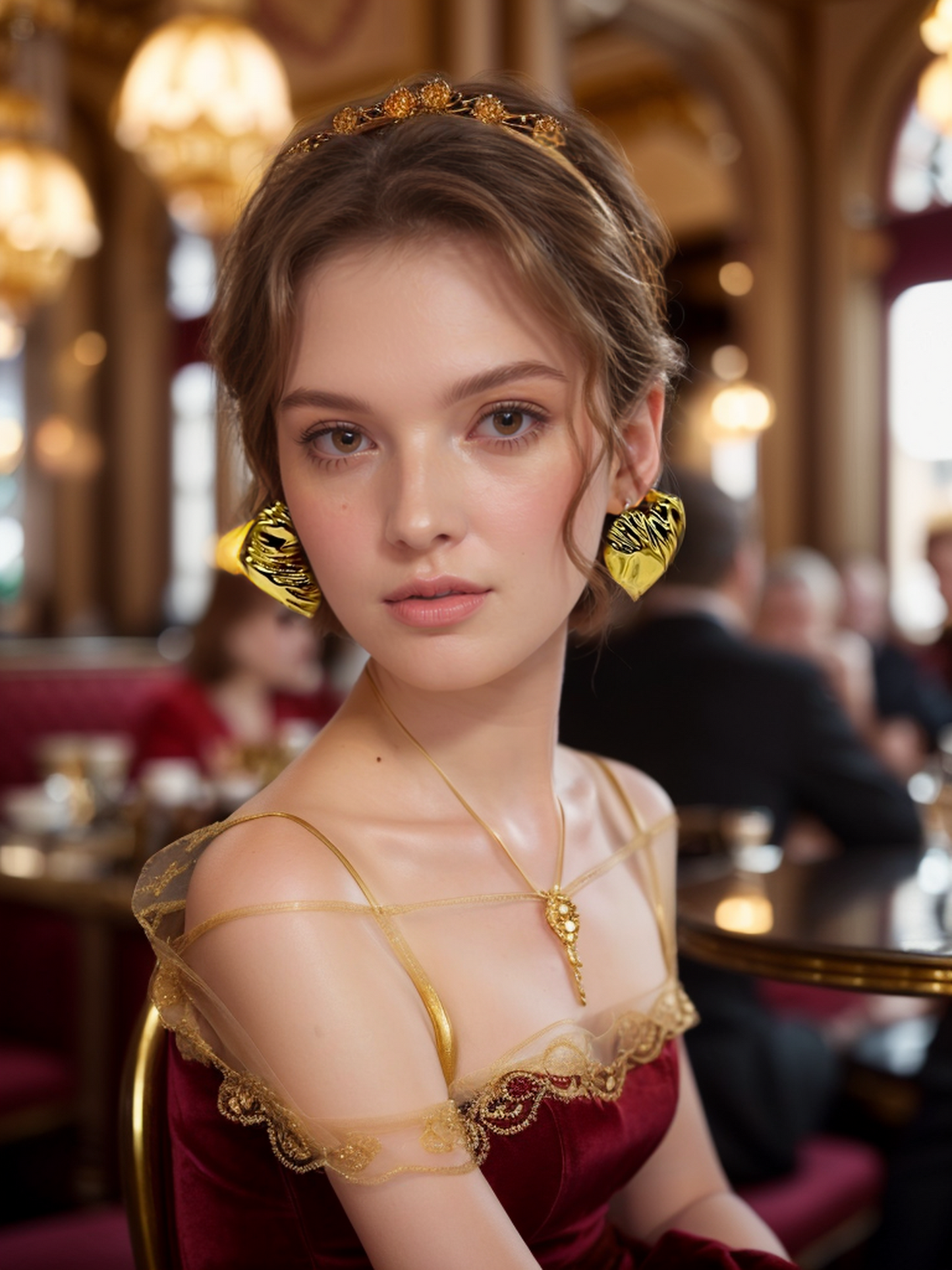 Gold heart-shaped vintage earrings