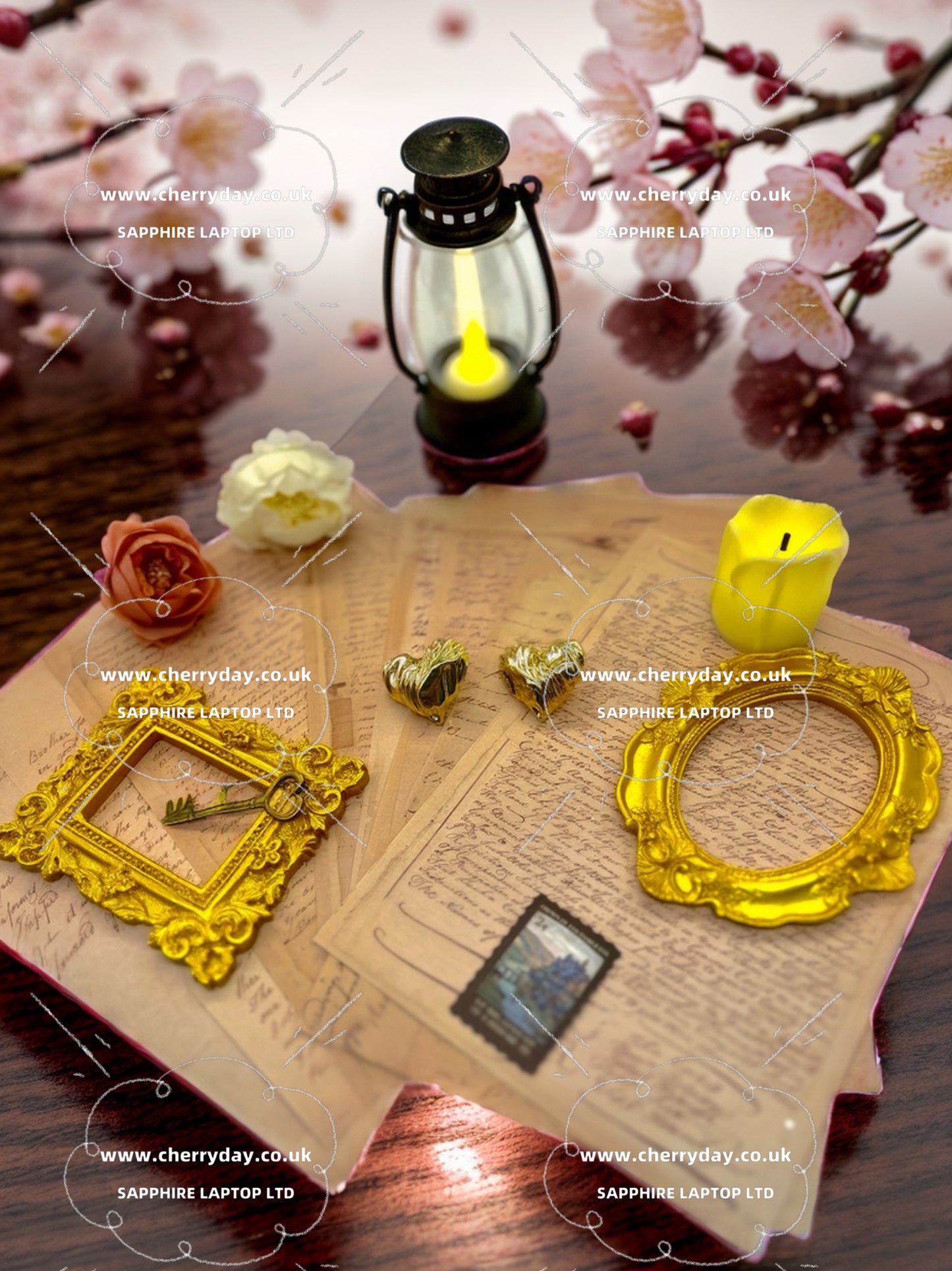Gold heart-shaped vintage earrings