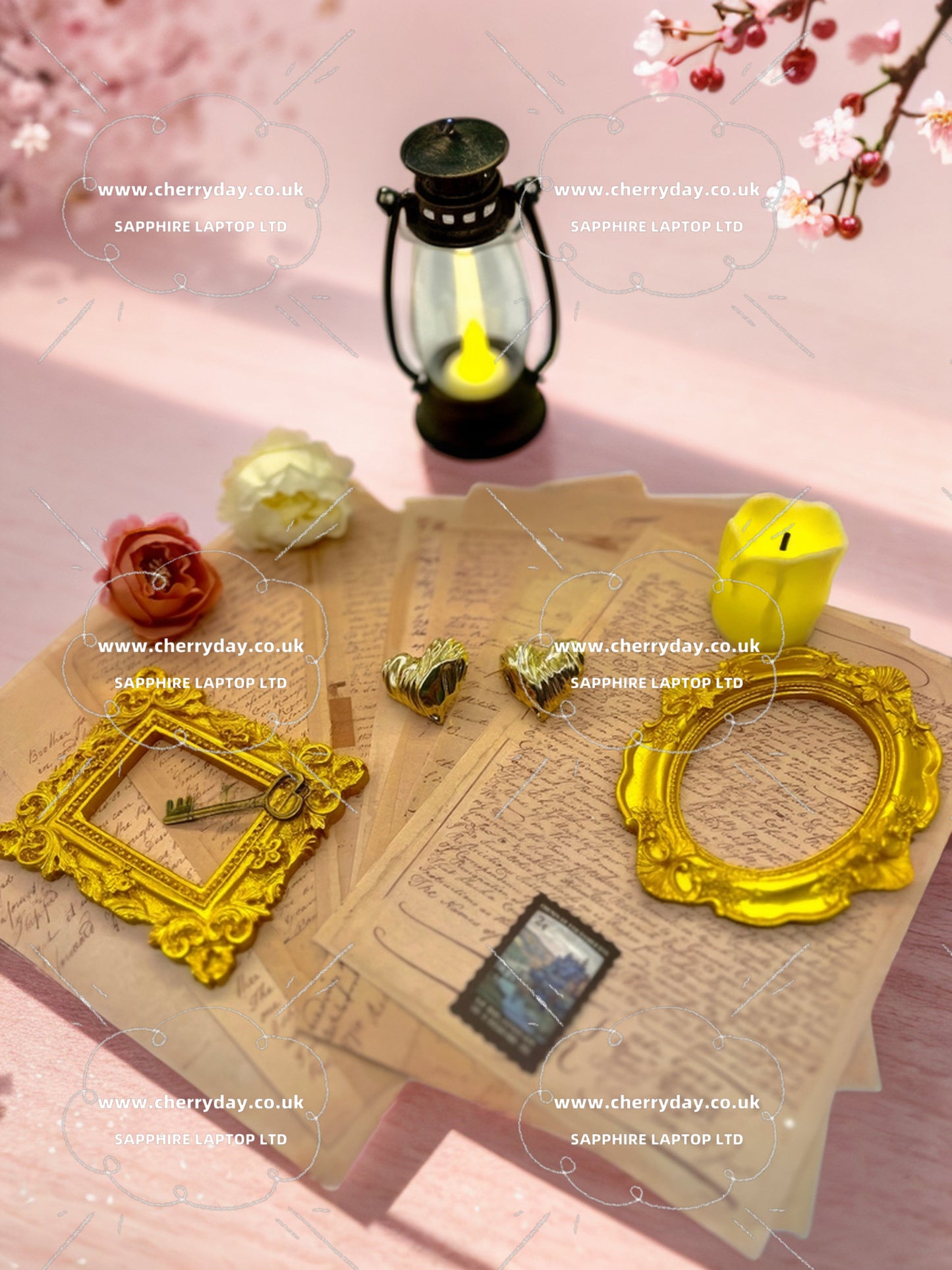 Gold heart-shaped vintage earrings