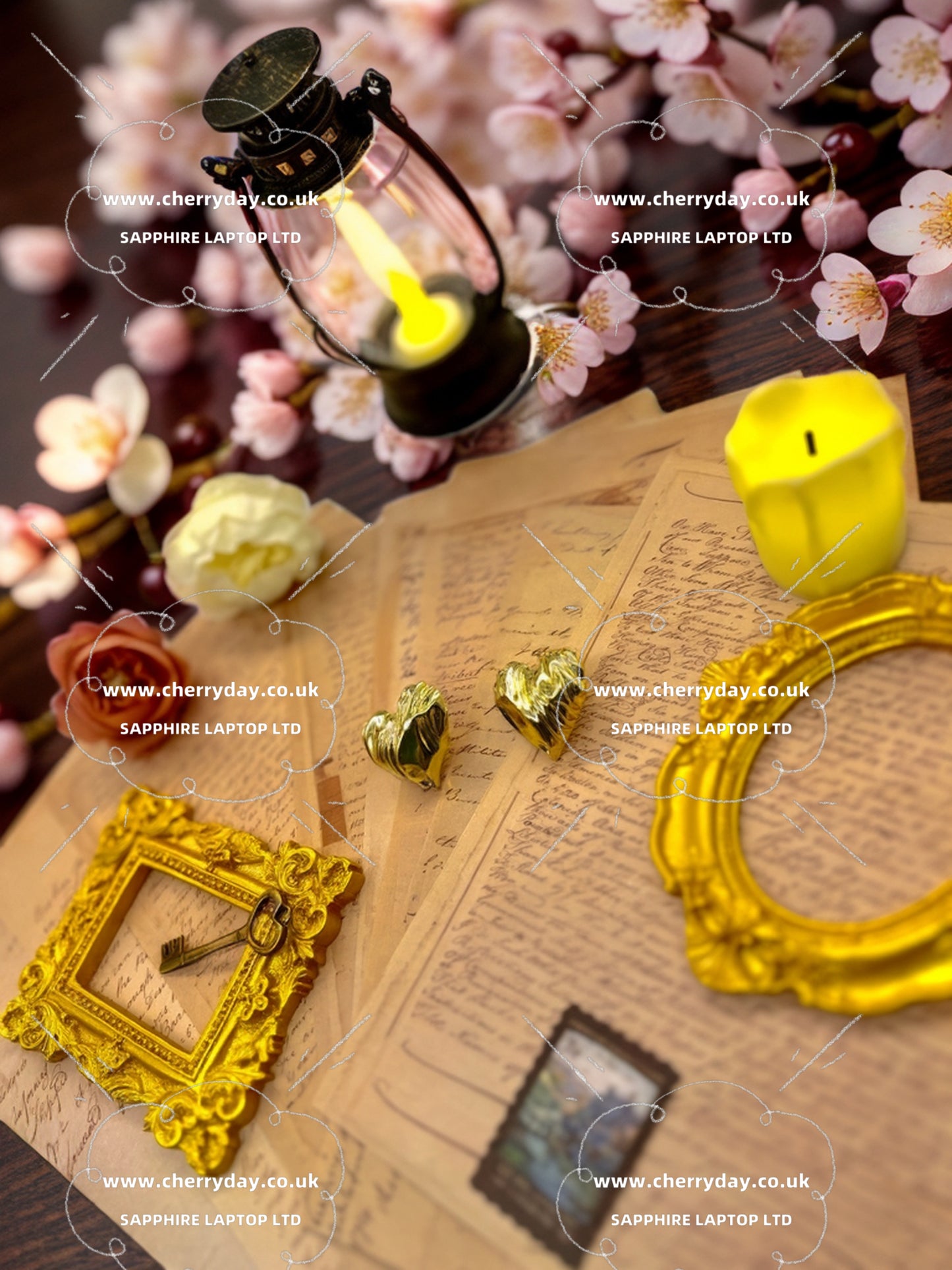 Gold heart-shaped vintage earrings
