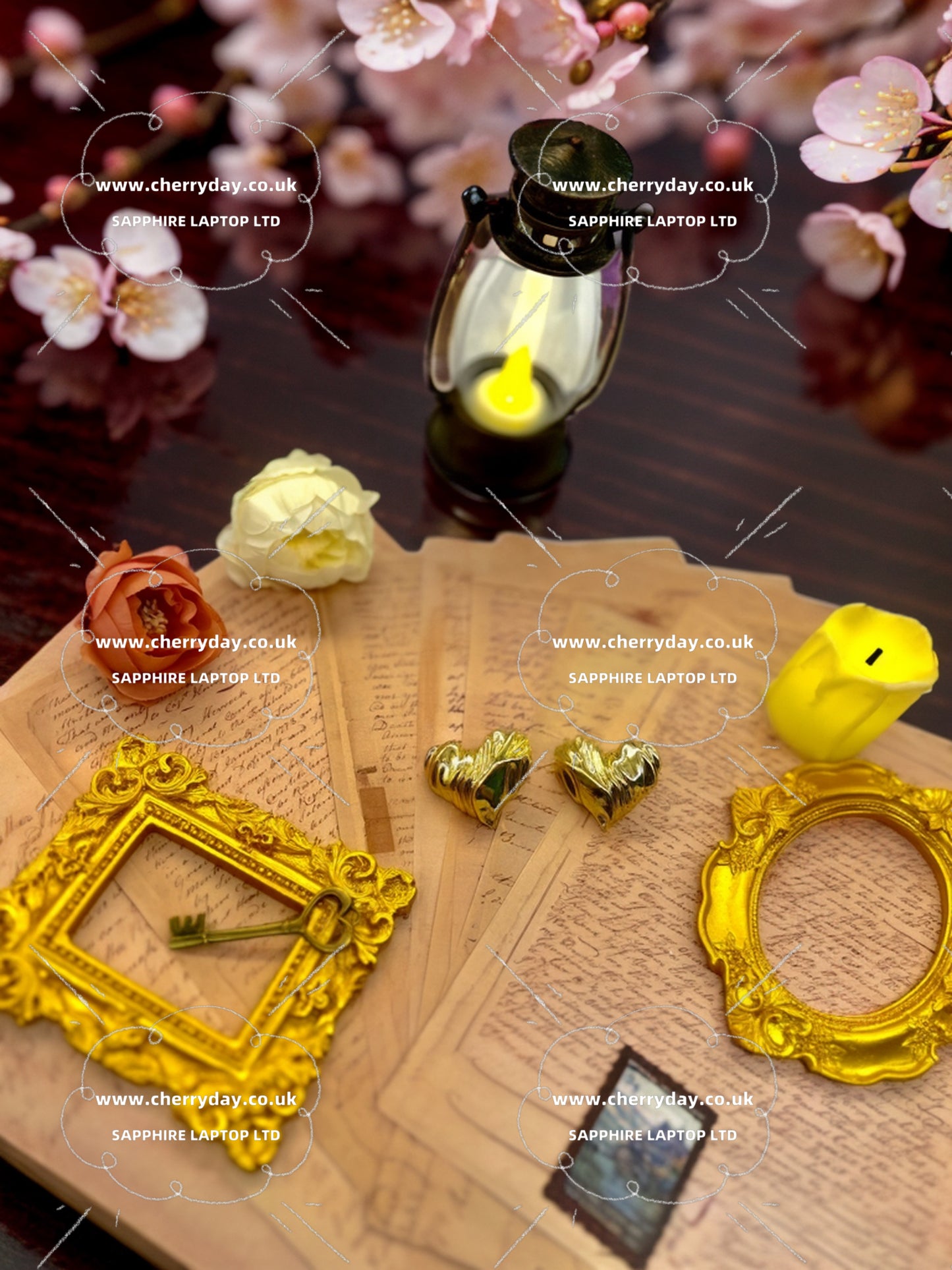 Gold heart-shaped vintage earrings