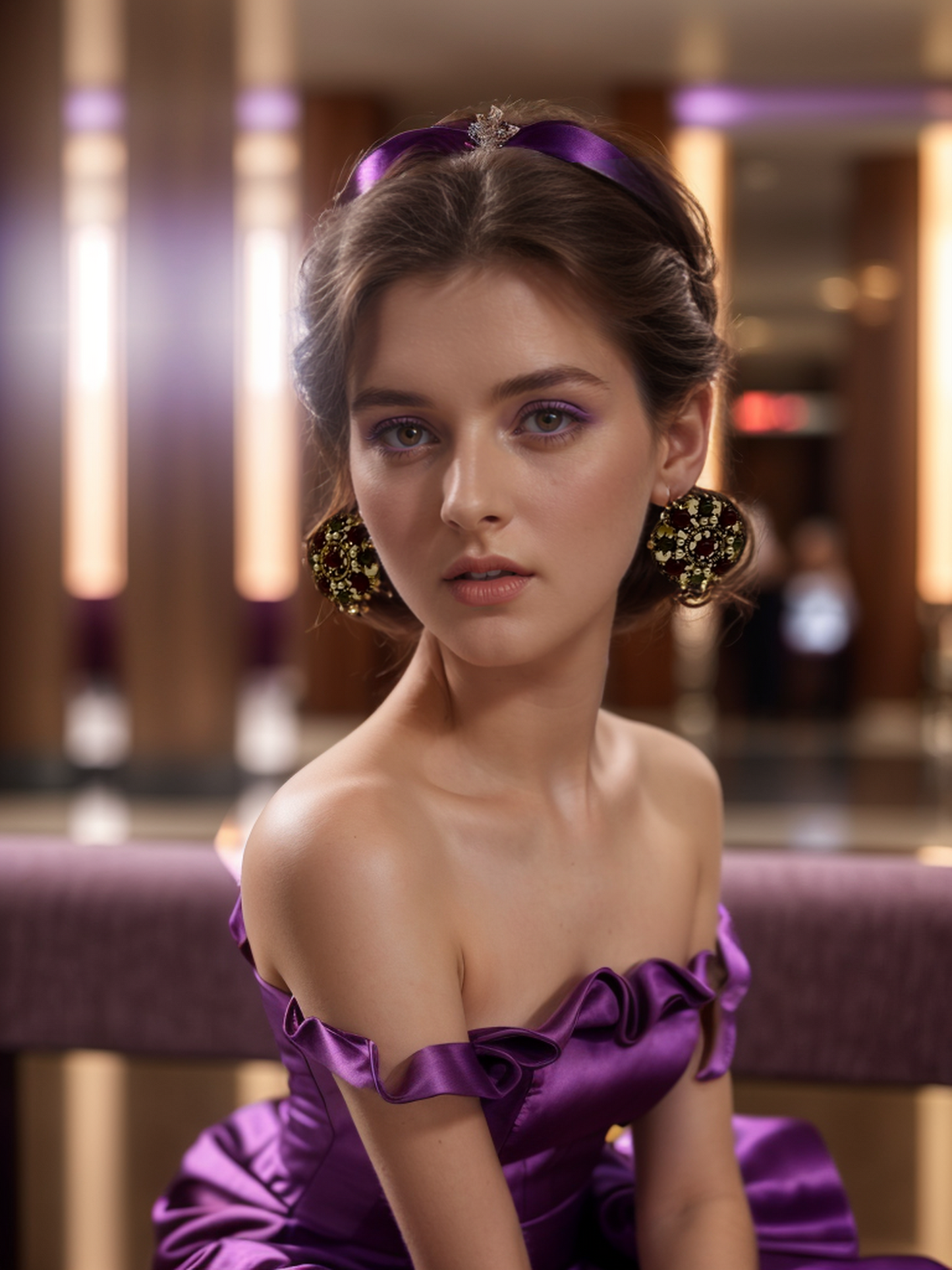 Violet wreath vintage earrings