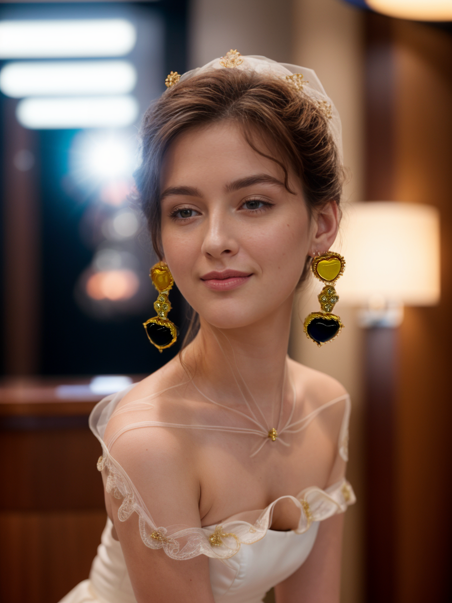 Black gemstone heart-shaped vintage earrings