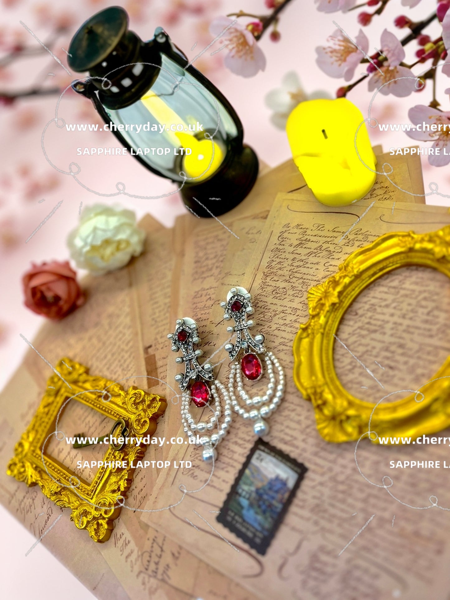 Aristocratic ruby vintage earrings