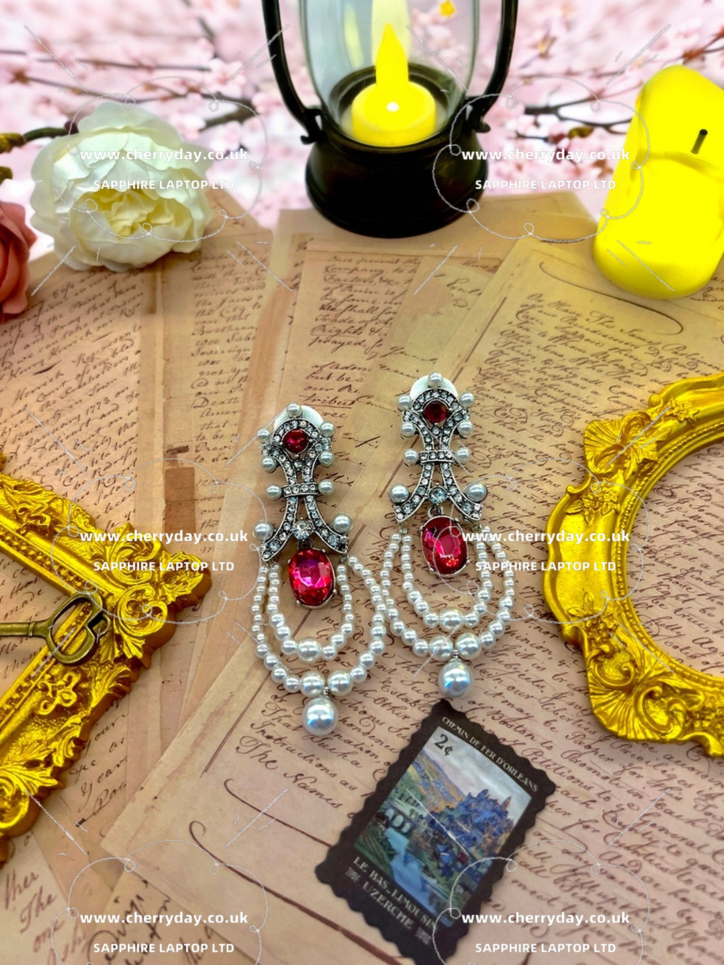 Aristocratic ruby vintage earrings