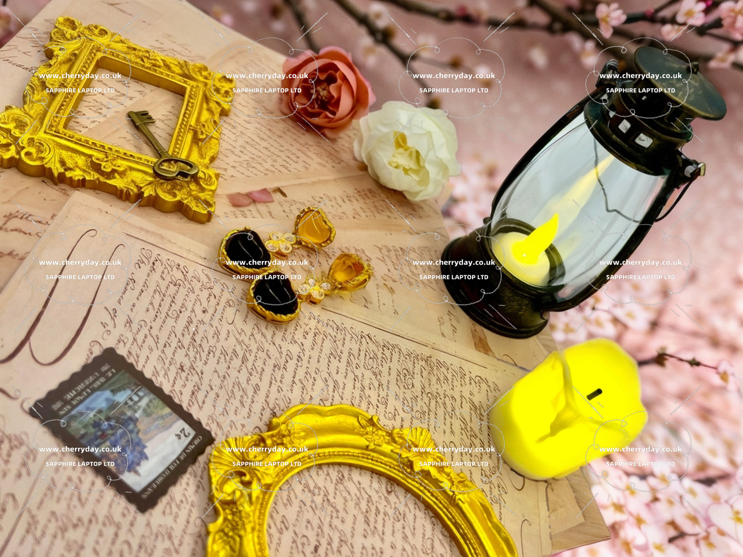 Black gemstone heart-shaped vintage earrings