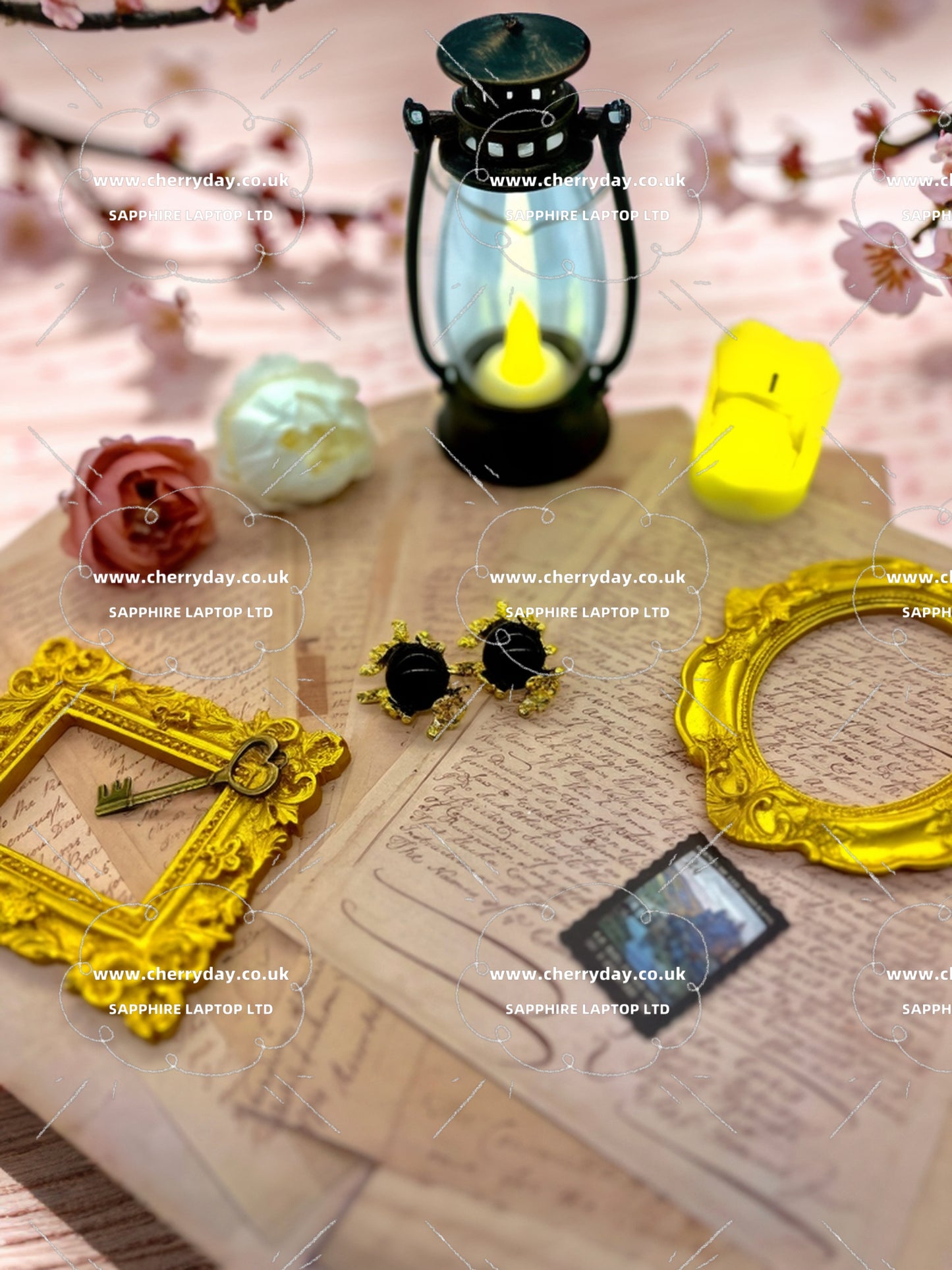 Black gemstone sunflower vintage earrings