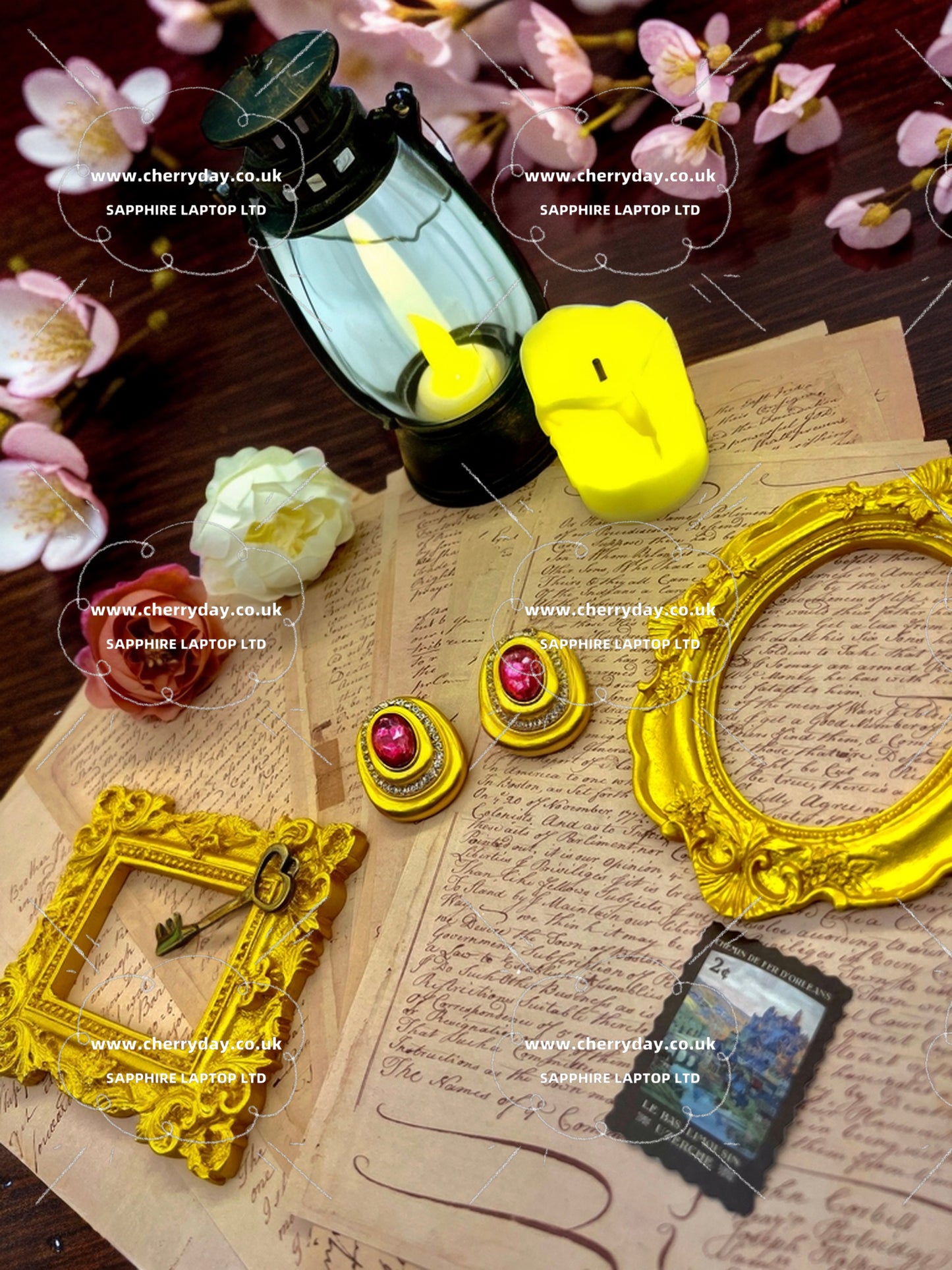 Ruby drop vintage earrings