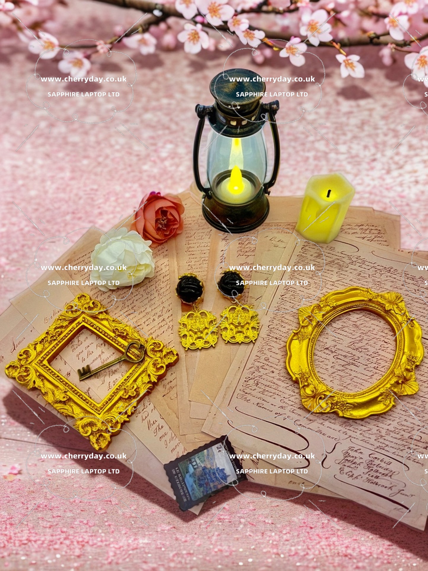 Ruby golden lion king vintage earrings
