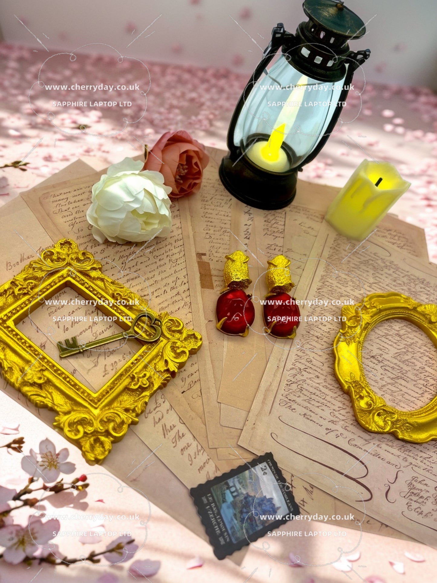 Ruby droplet vintage earrings