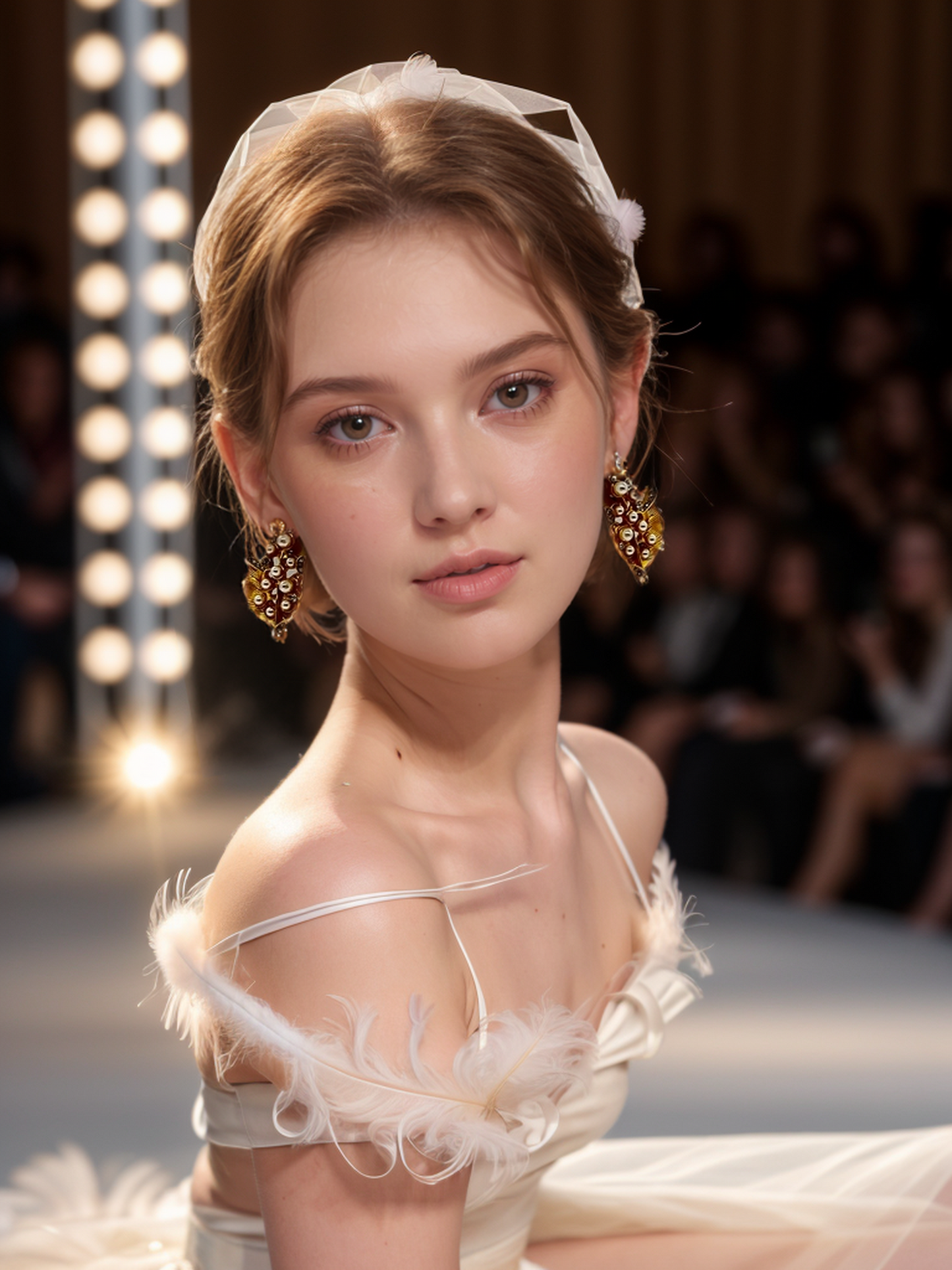 Pearls inlaid with gold leaves vintage earrings