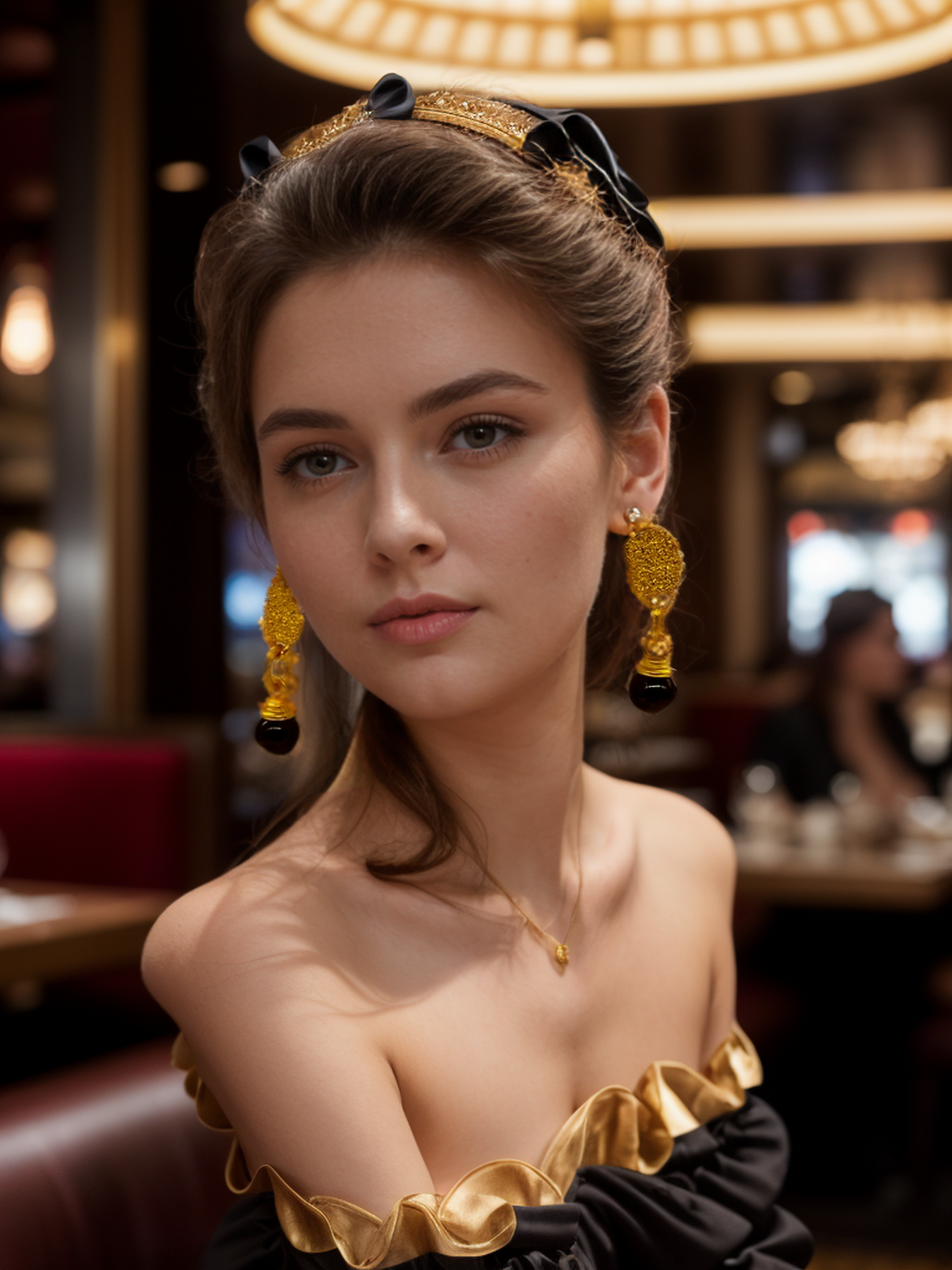 Black ink with gold vintage earrings
