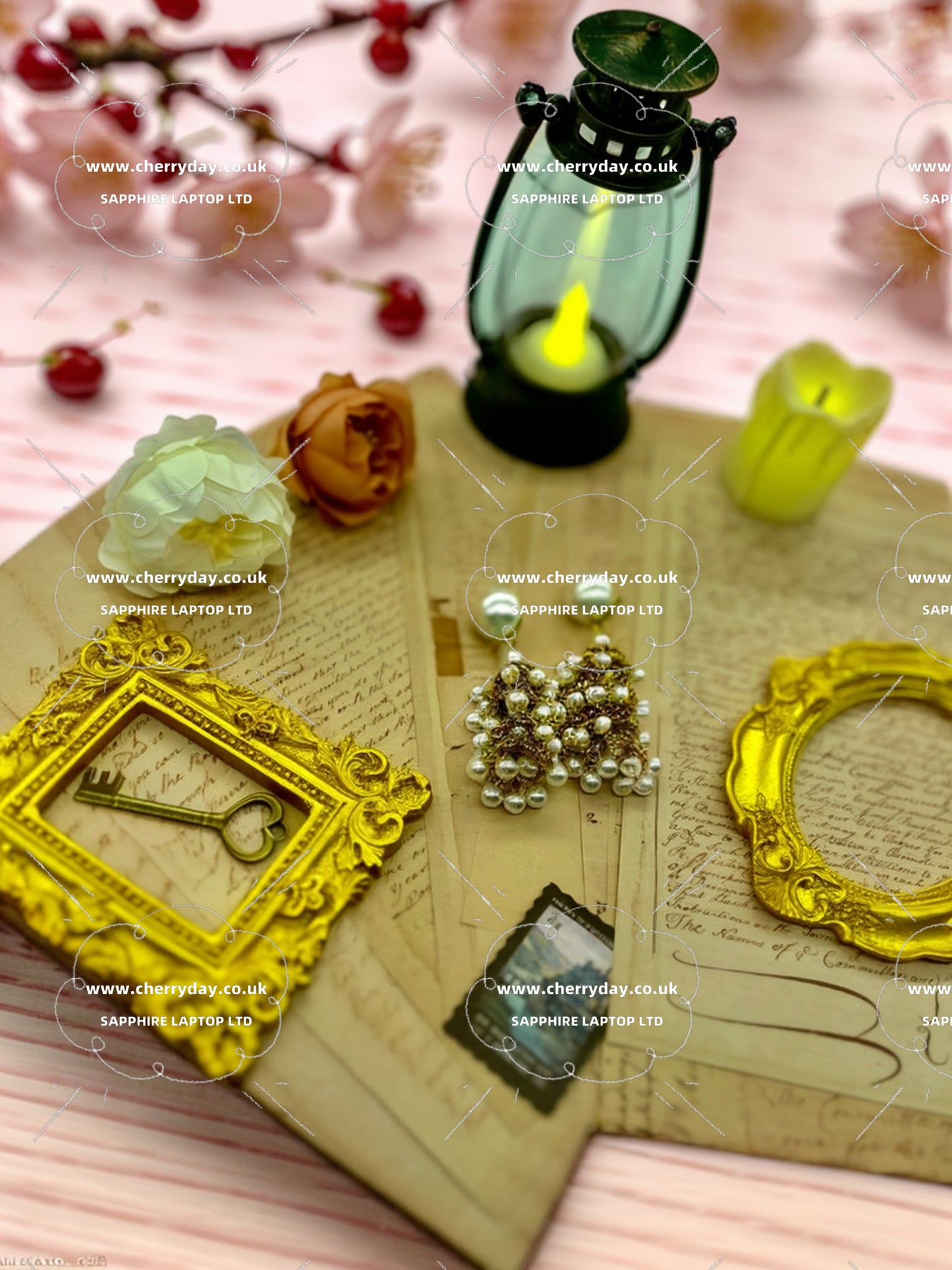 Pearl inlaid birdcage tassel gold vintage earrings