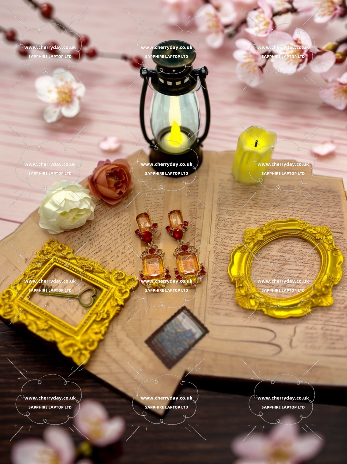 Orange glazed pendant vintage earrings