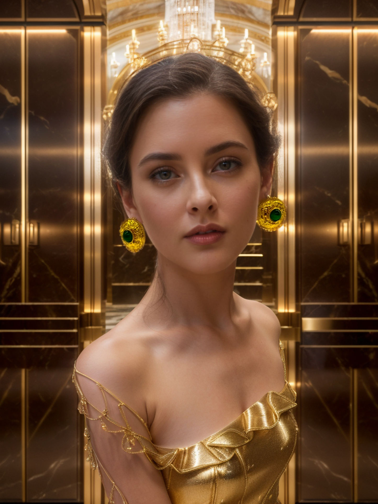 European courtesan vintage emerald gold vintage earrings