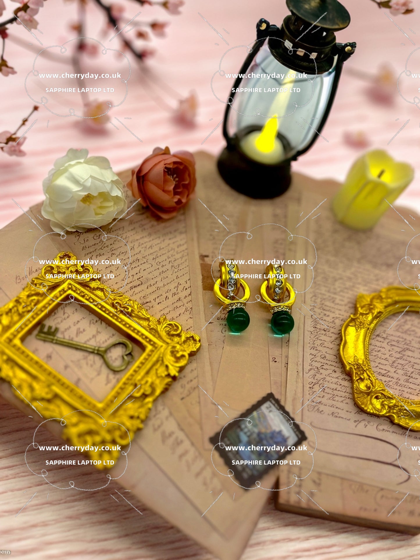 Emerald drop vintage earrings