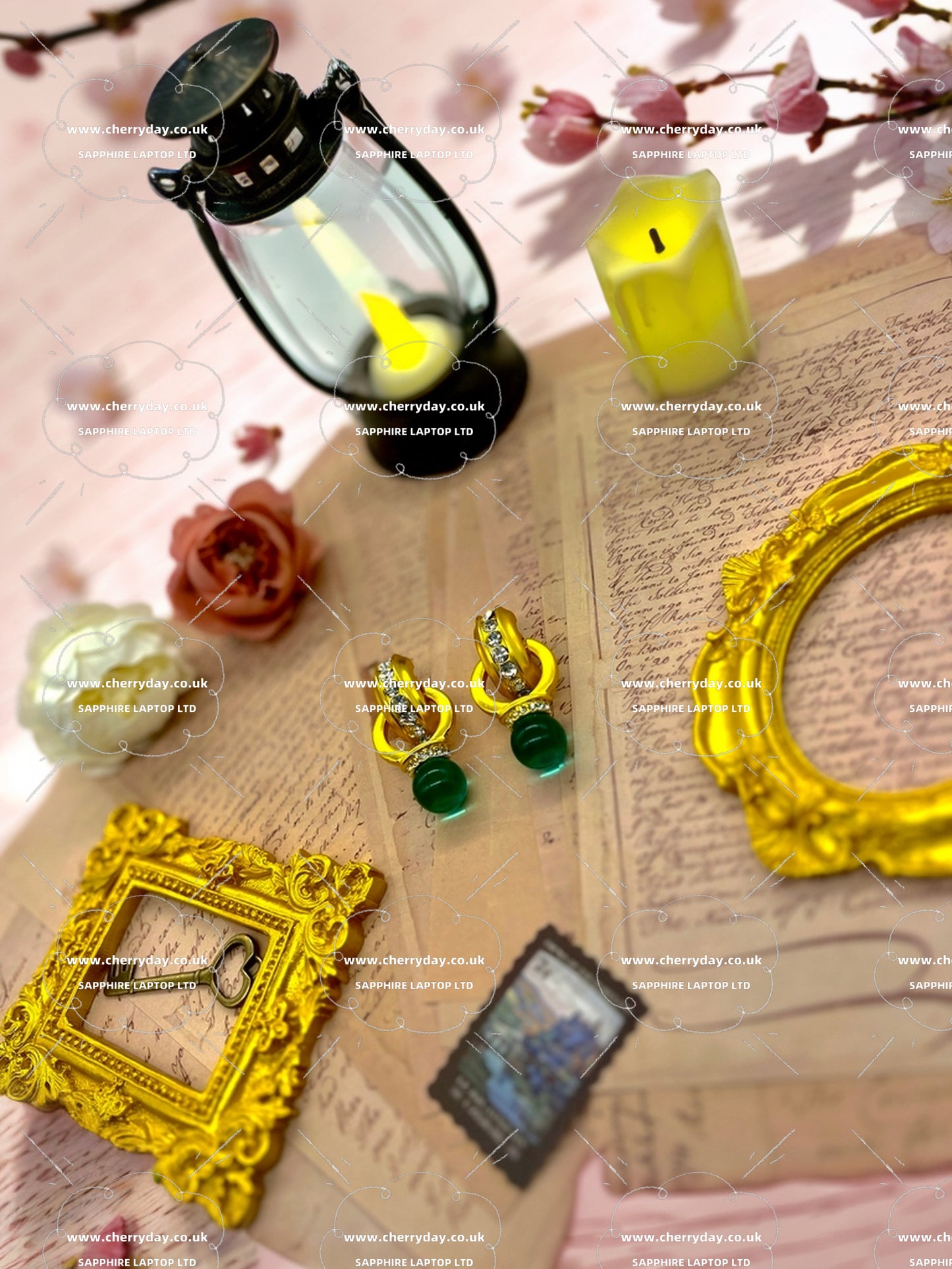 Emerald drop vintage earrings
