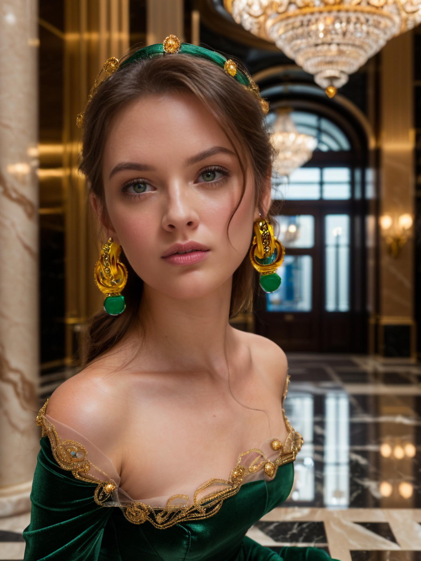 Emerald drop vintage earrings