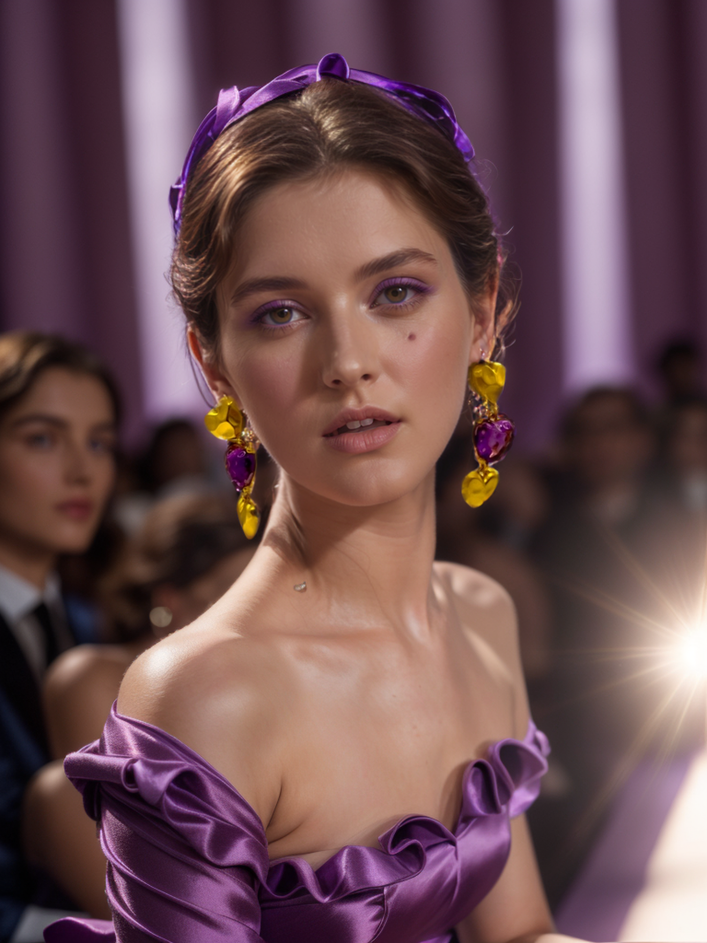 Purple heart gemstone vintage earrings