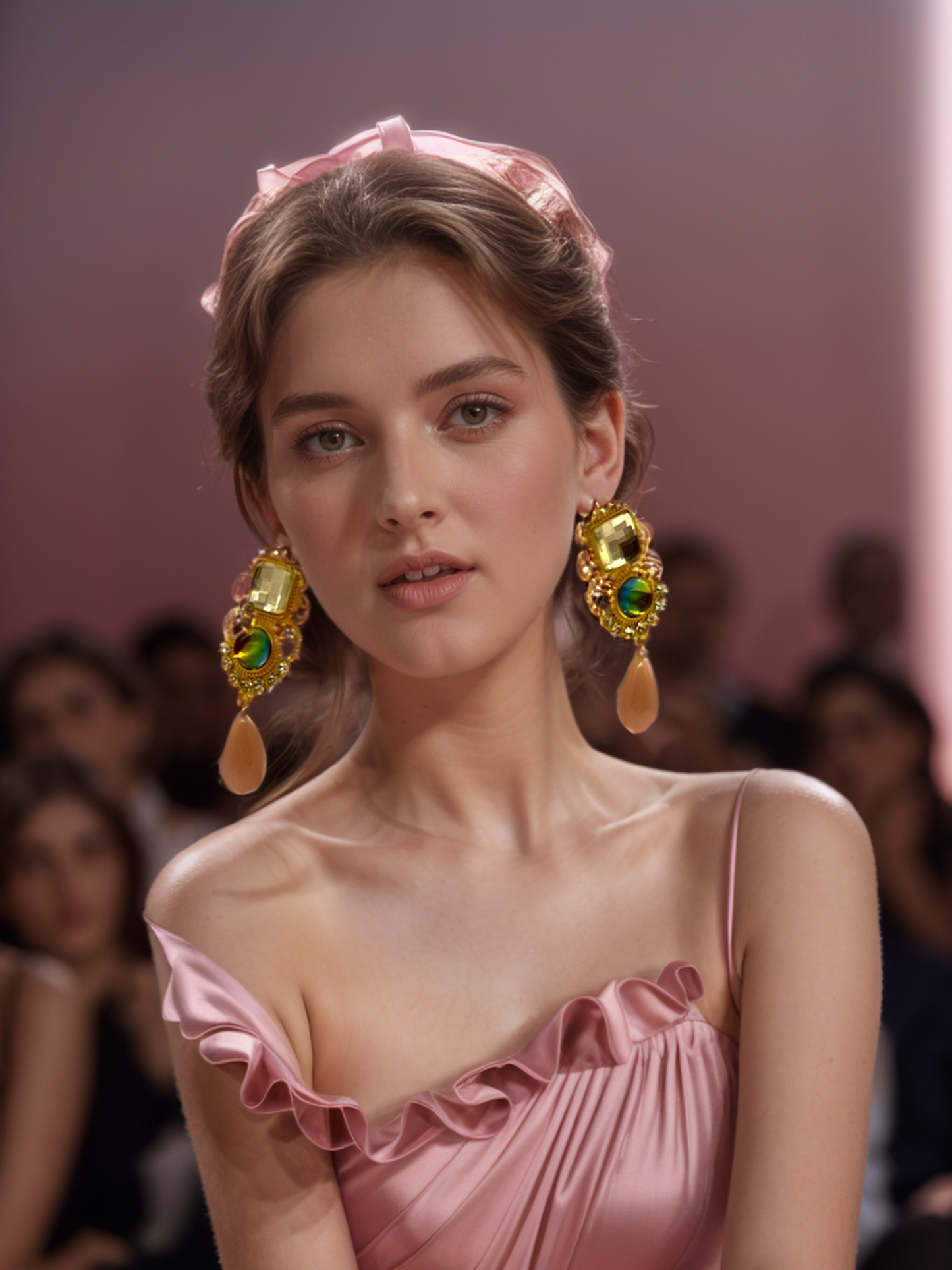 Barbie girl pink gemstone vintage earrings