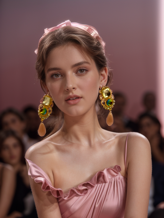 Barbie girl pink gemstone vintage earrings