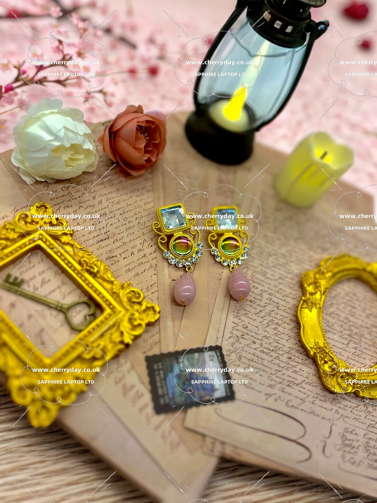 Barbie girl pink gemstone vintage earrings