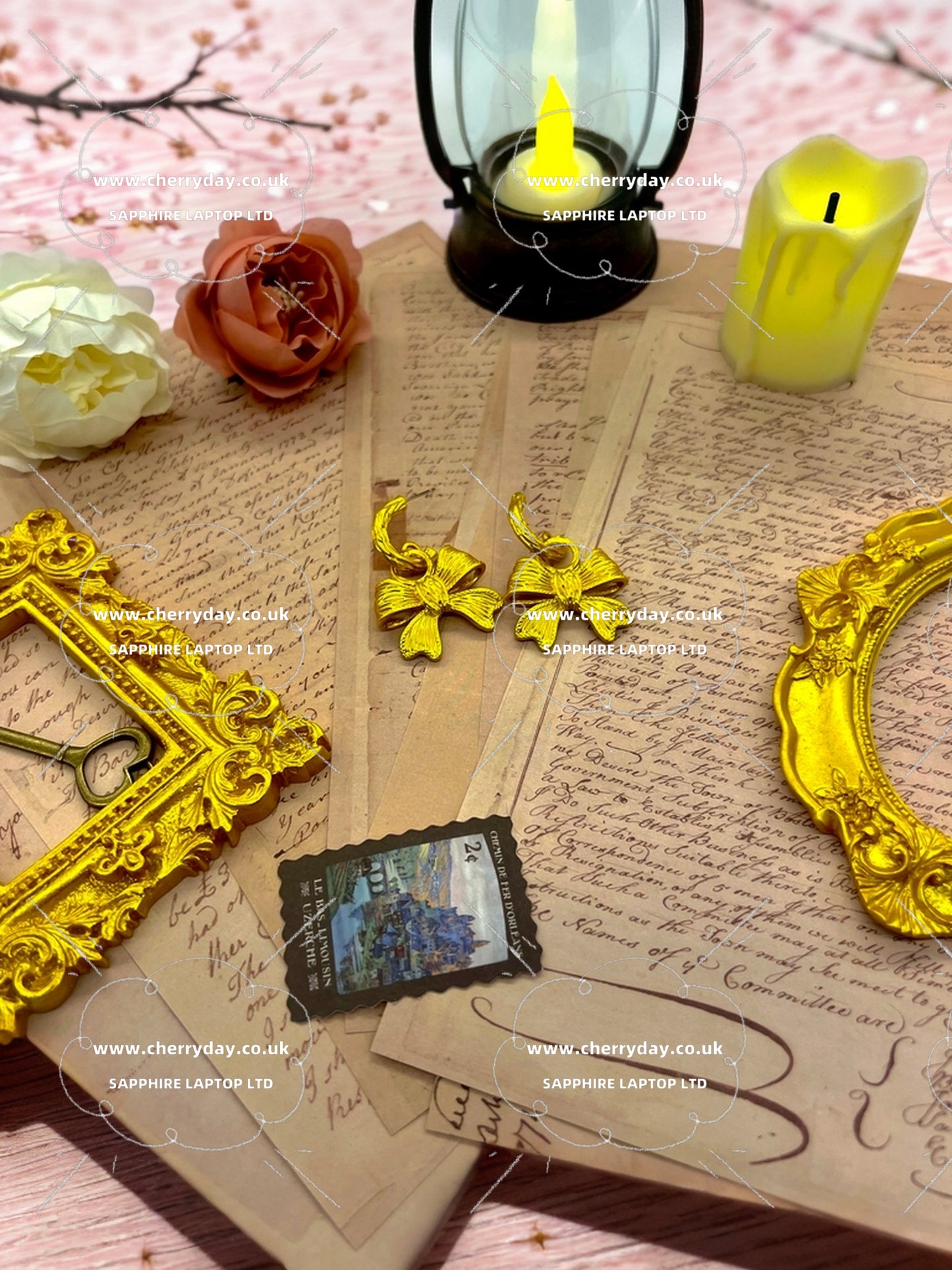 Asteria Aegean Sea gold ribbon earrings