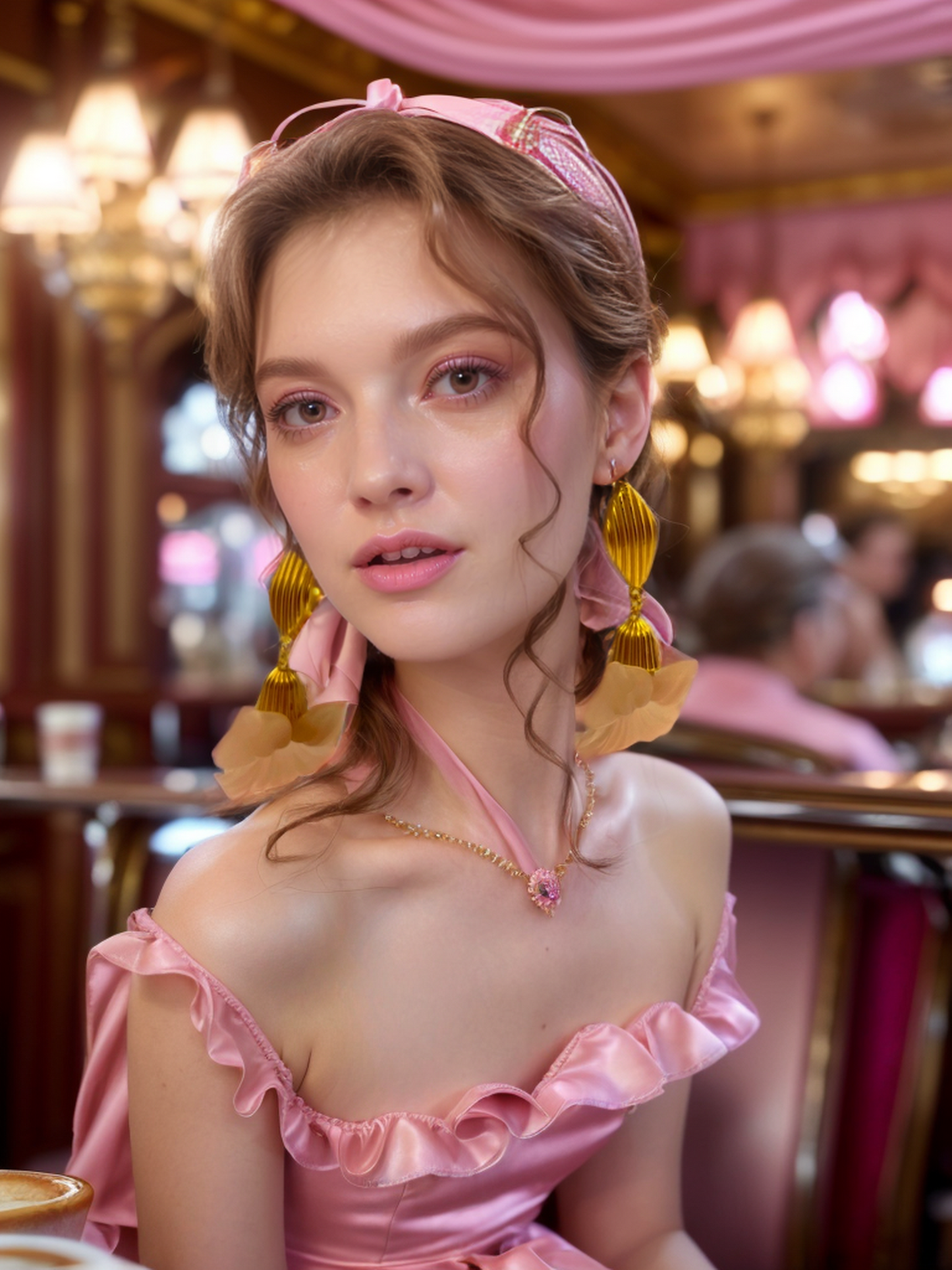 Pink morning glory vintage earrings