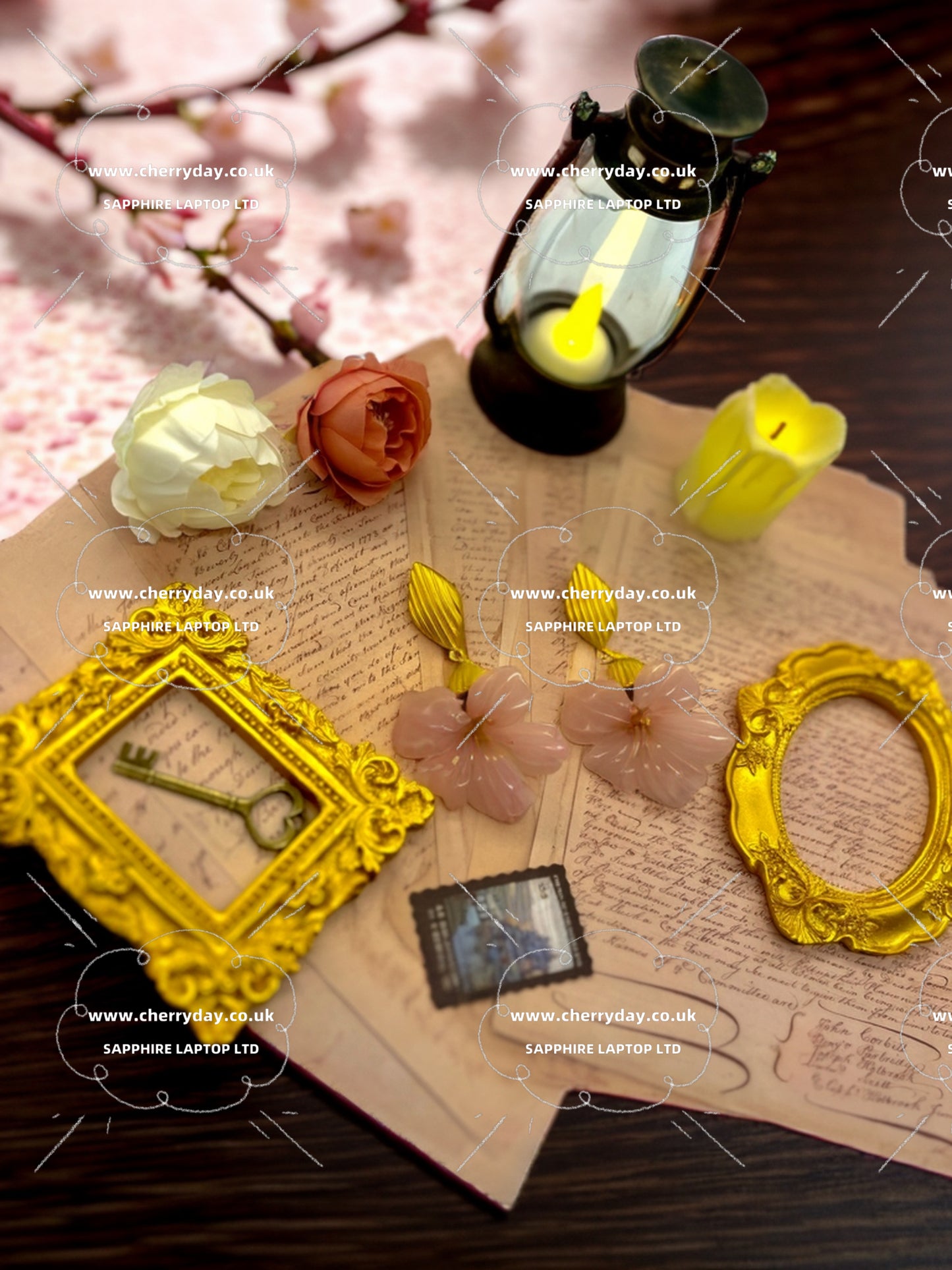 Pink morning glory vintage earrings