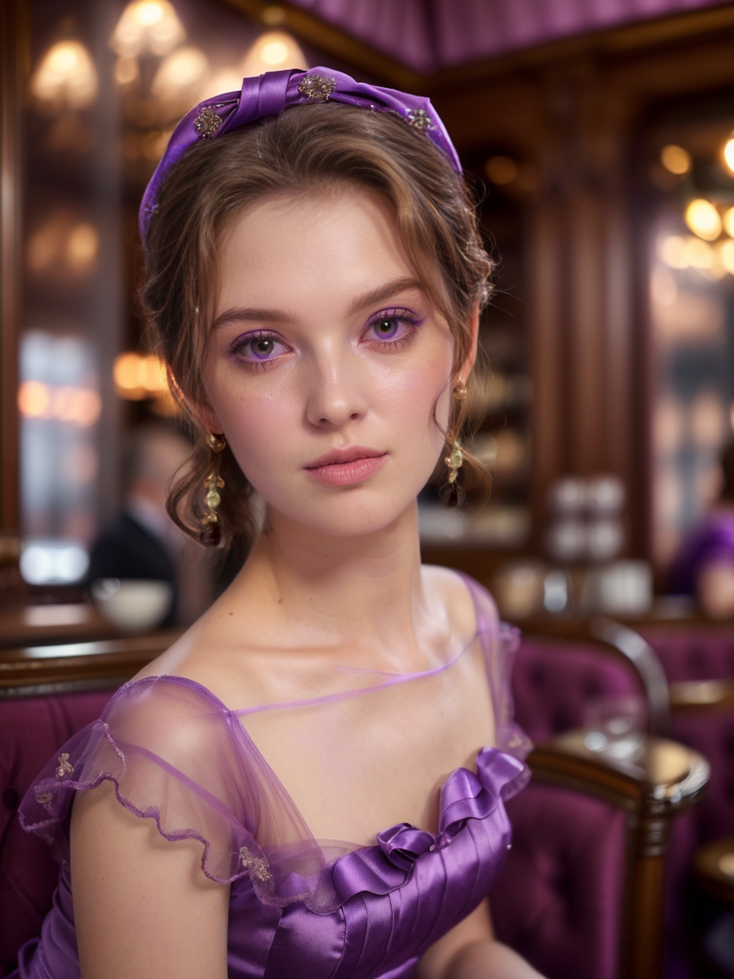 Violet queen rose earrings
