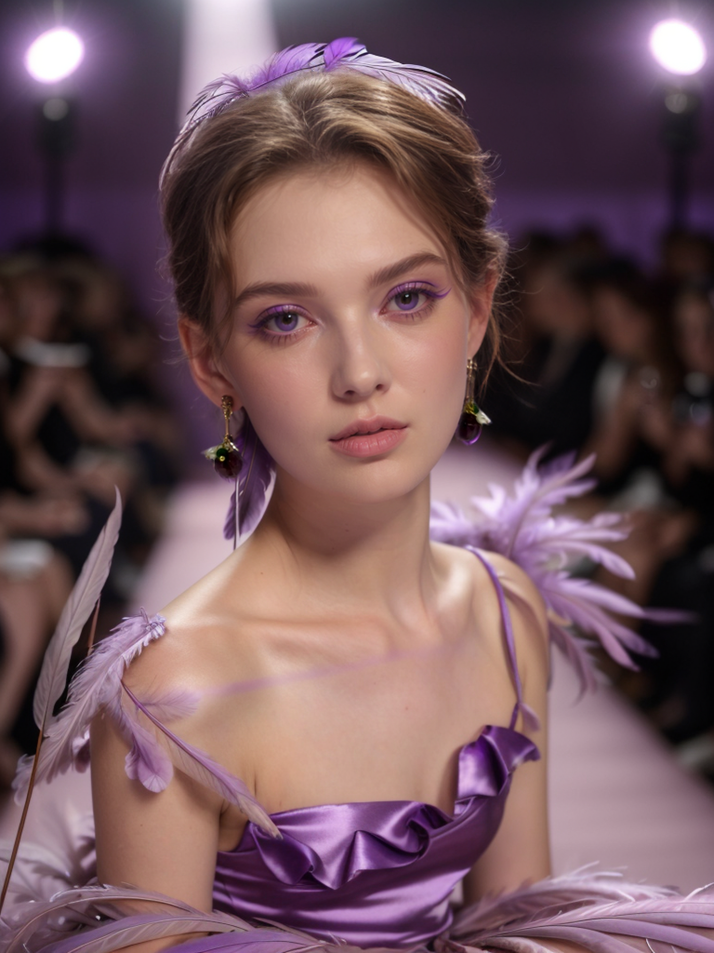 Violet rose drop earrings