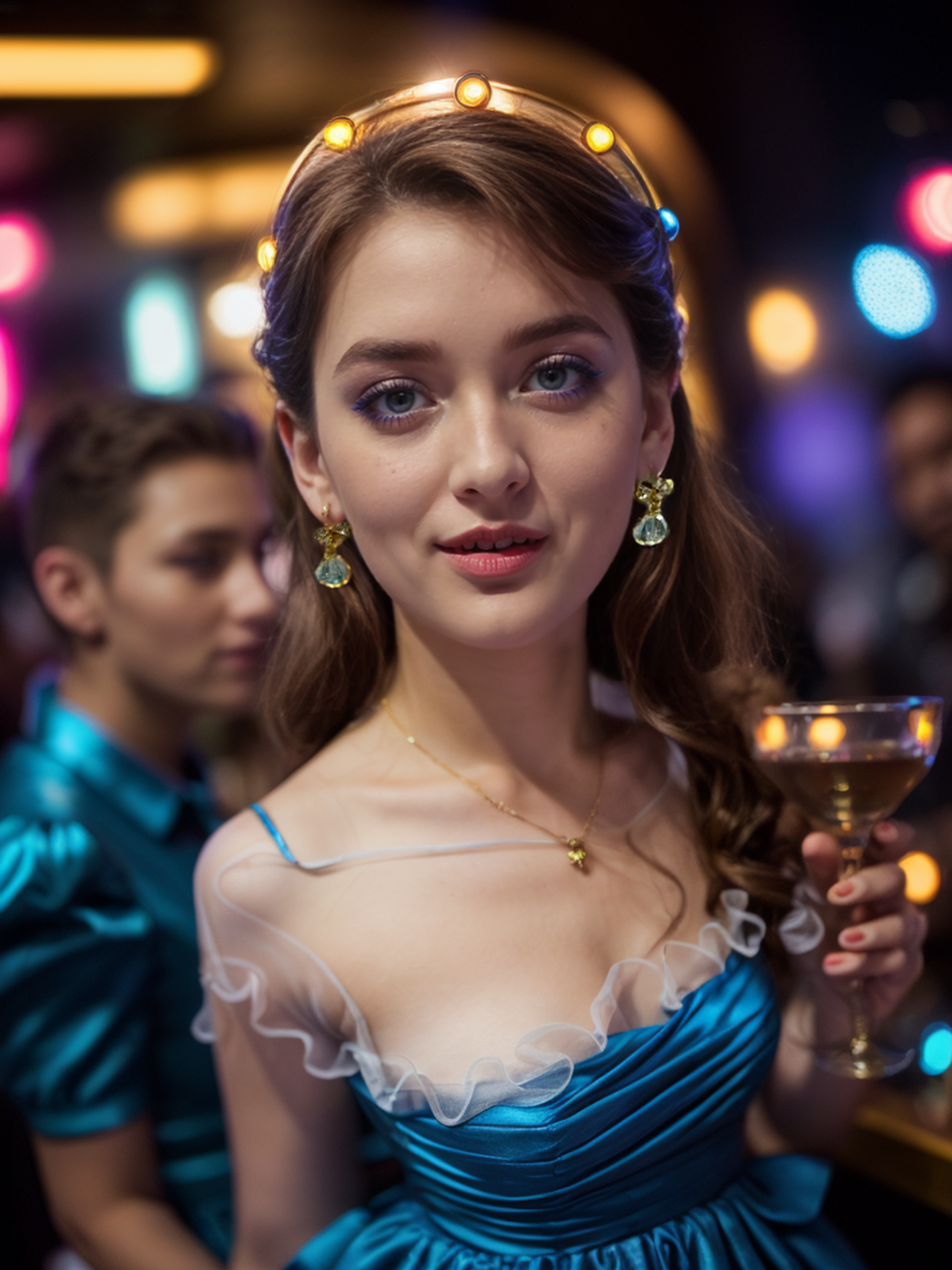 Light blue crystal wind chime earrings
