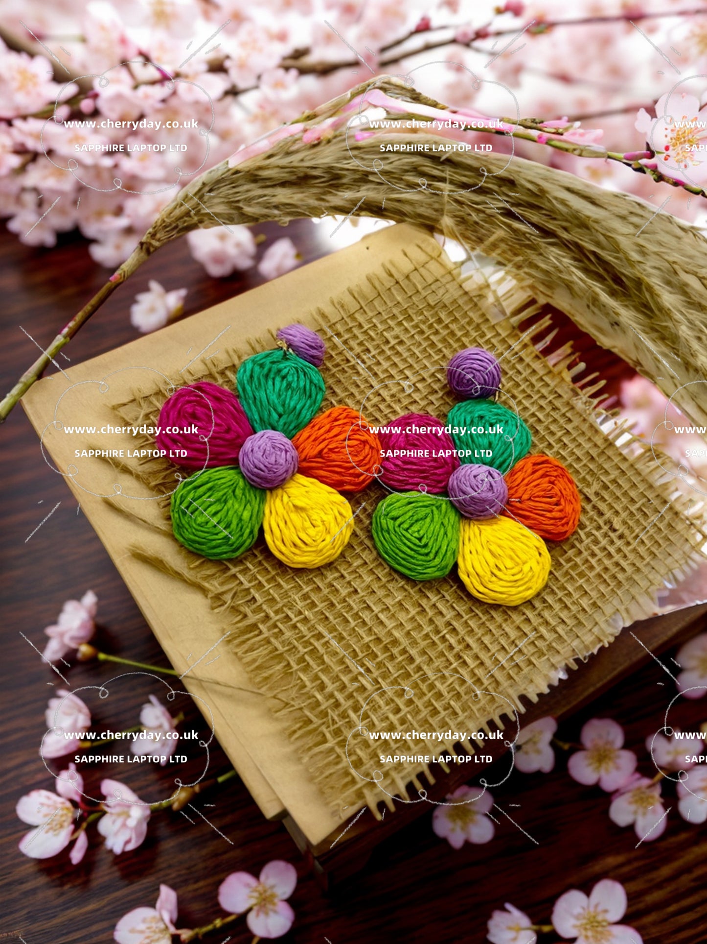Bohemian multi-coloured flower earrings