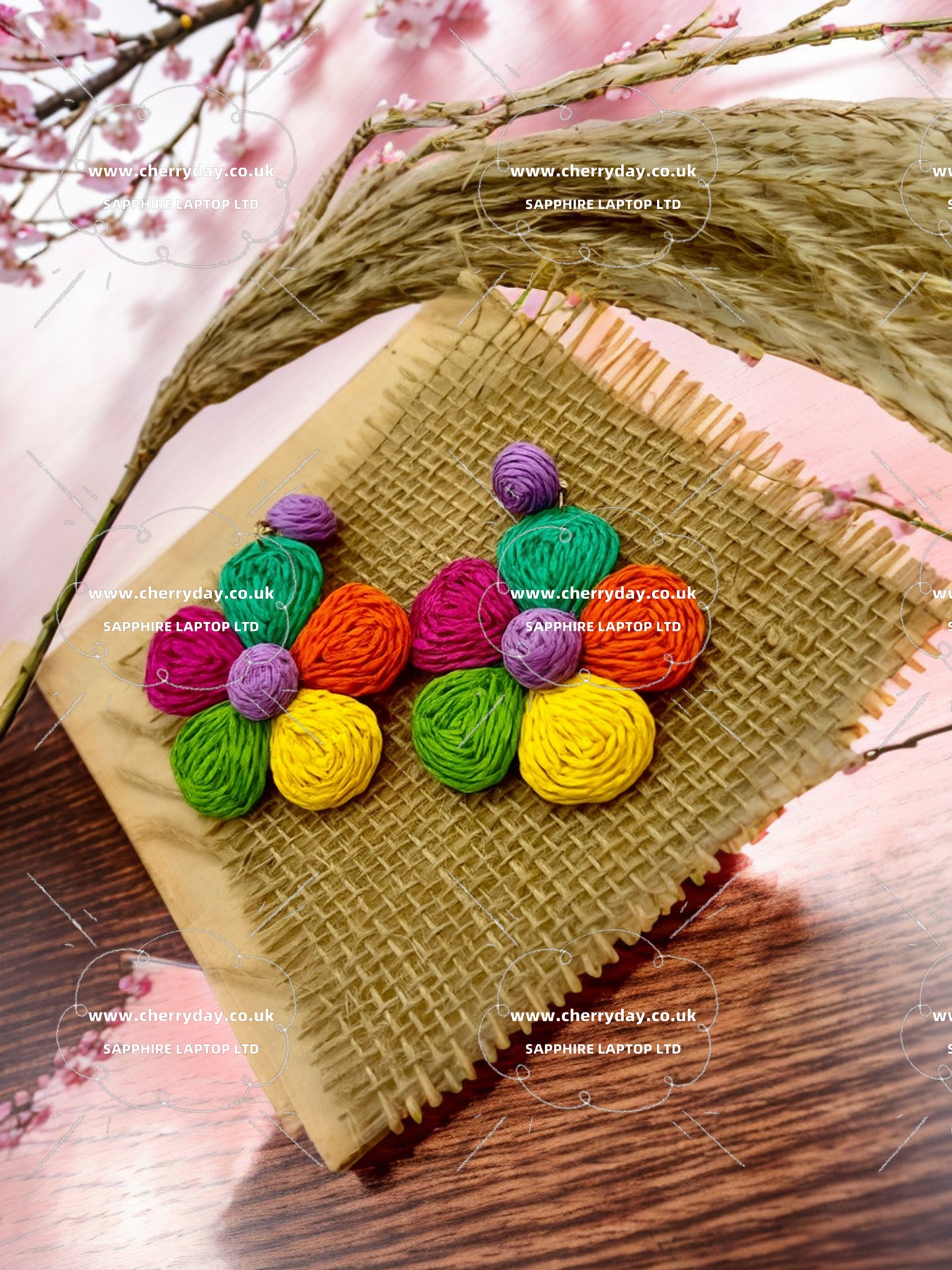 Bohemian multi-coloured flower earrings