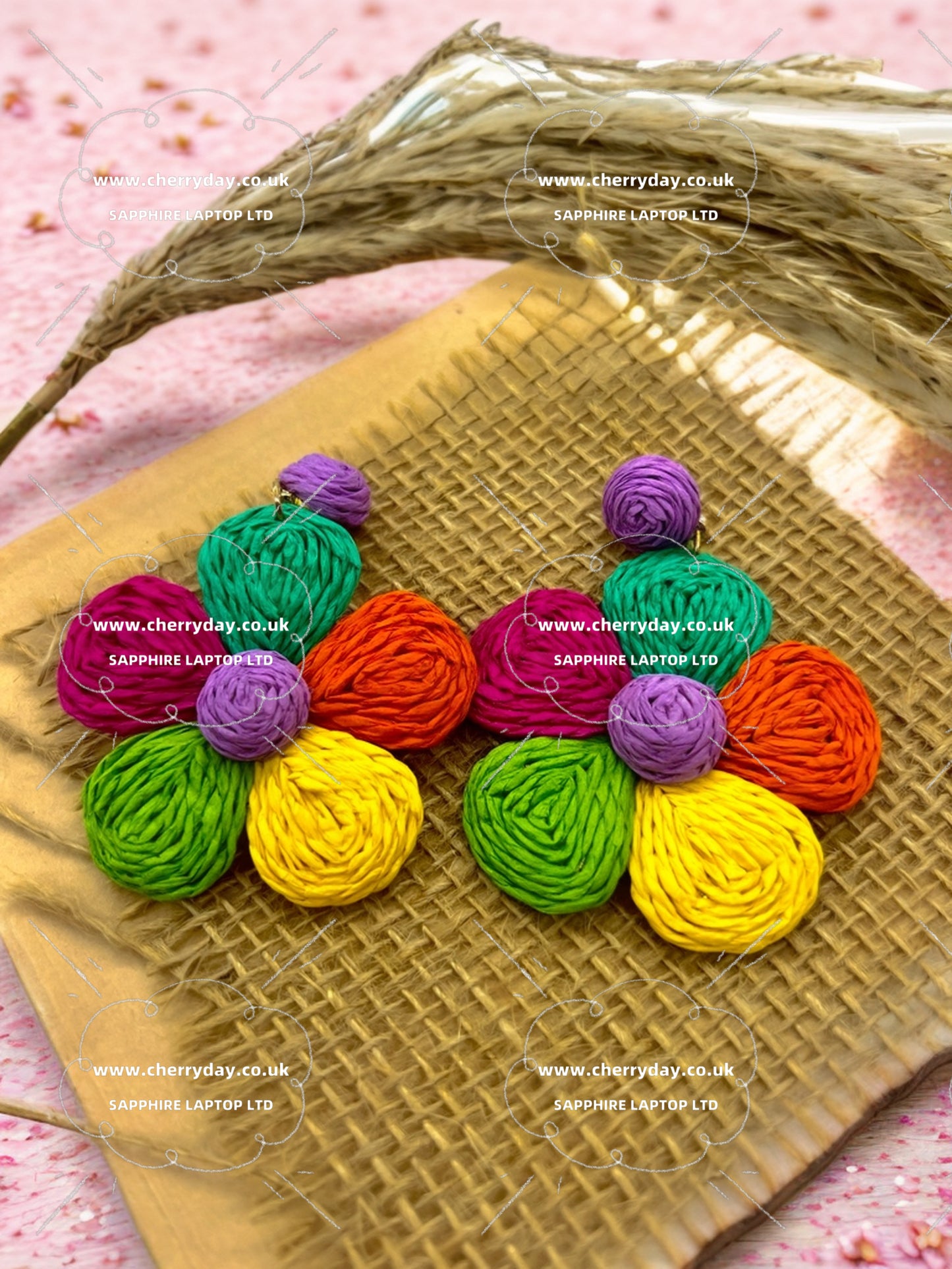 Bohemian multi-coloured flower earrings